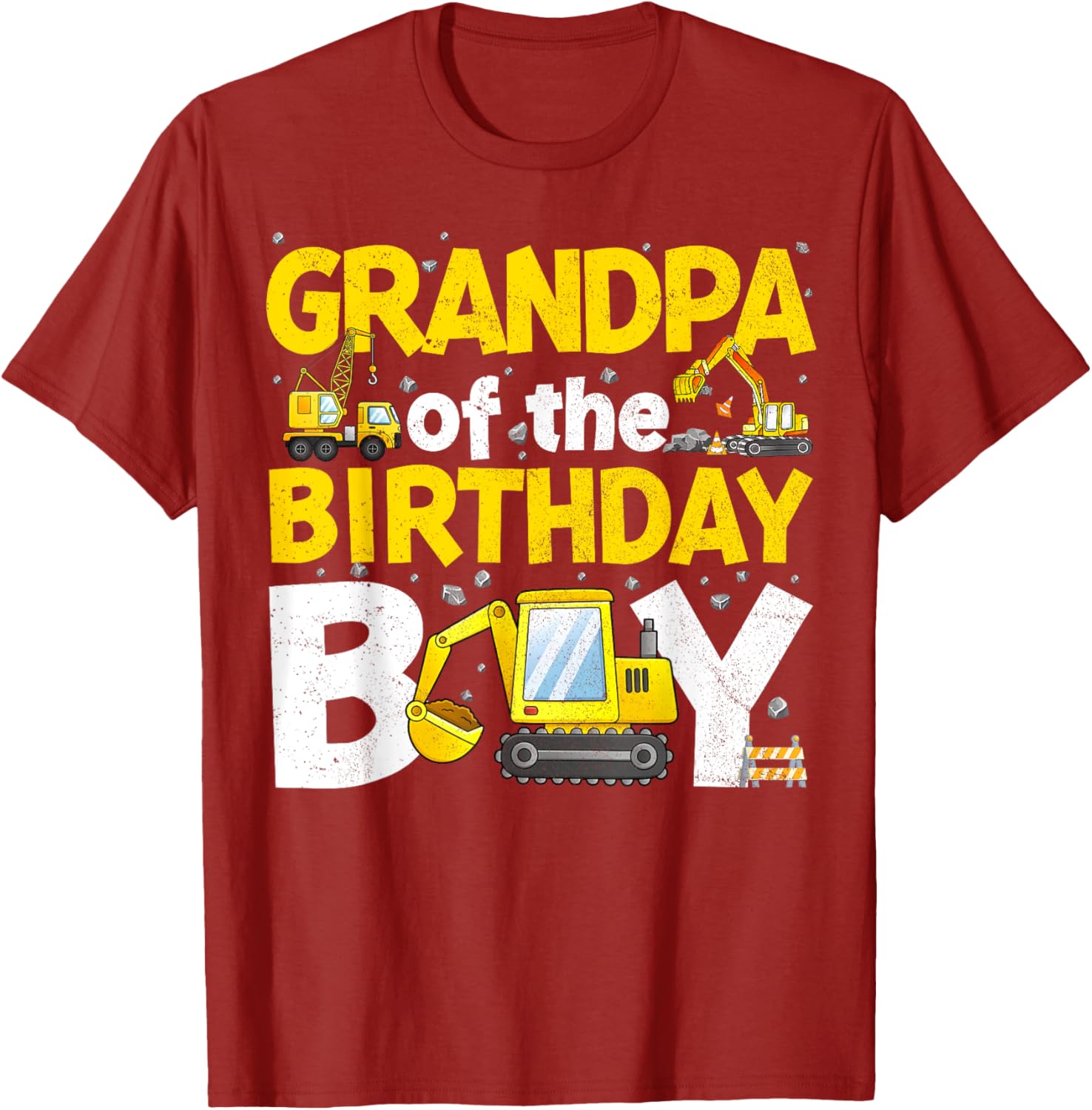 Grandpa Of The Birthday Boy Construction Family Party T-Shirt Gift - 1