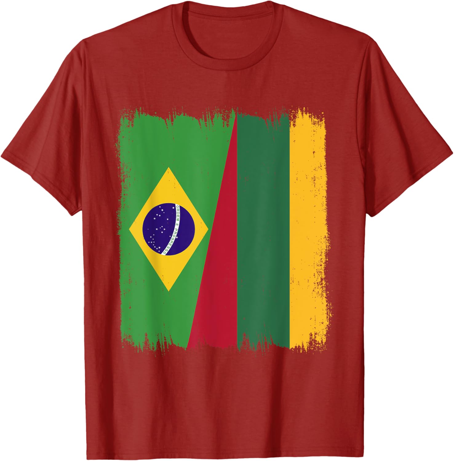 Brazil Lithuania Half Flag Roots T-Shirt for Proud Brazilian Lithuanians - 29