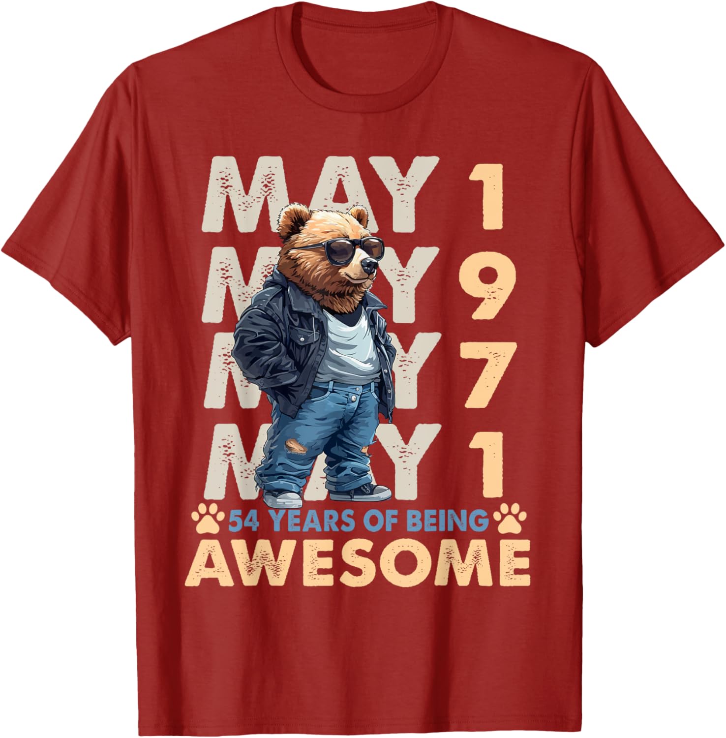 54th Birthday Bear Legends May 1971 T-Shirt for Men - Fun Gift Idea - 16