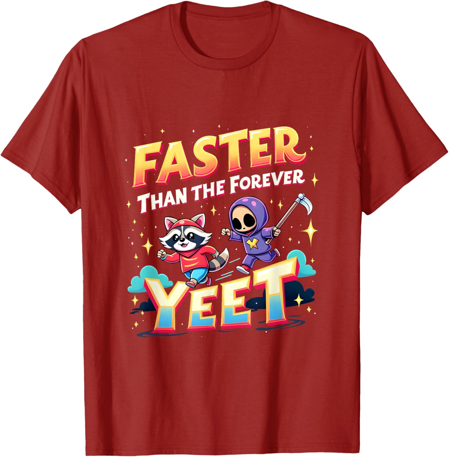 Faster Than The Forever Yeet Funny Raccoon Sloth T-Shirt for Fun Lovers - 3