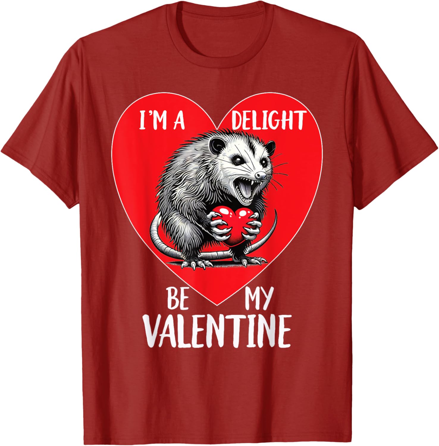 Funny Sarcastic Opossum Be My Valentine T-Shirt for Animal Lovers - 3