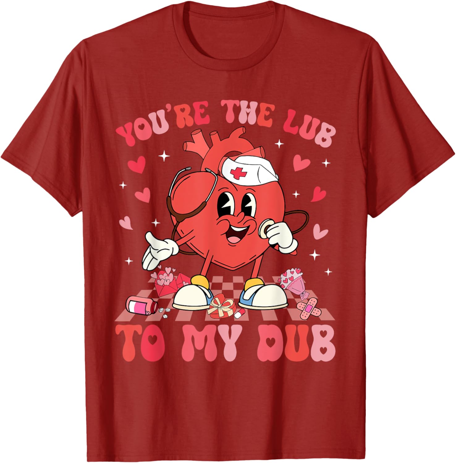 Valentine Retro You're The Lub To My Dub CVICU Nurse T-Shirt Gift - 10