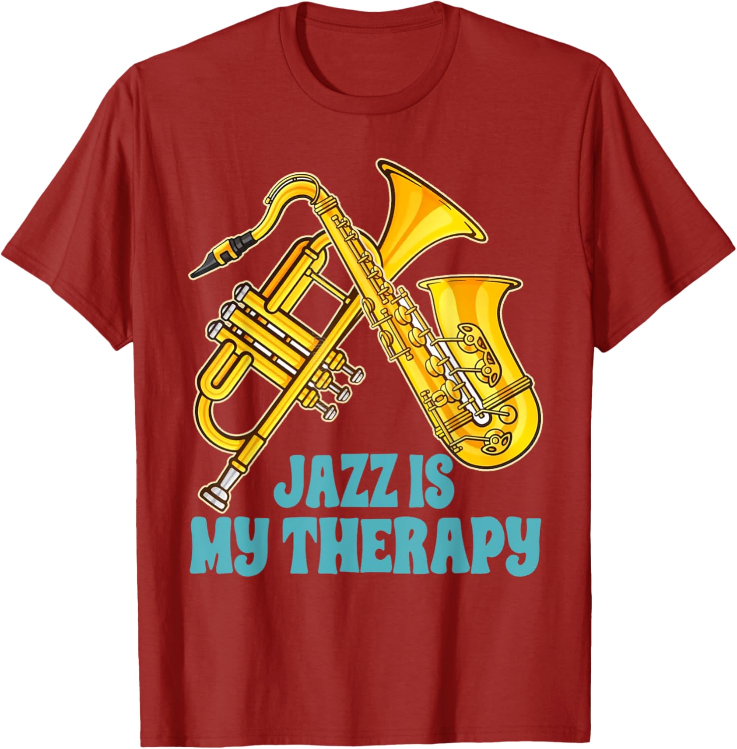 Jazz Lover Musician T-Shirt Featuring Saxophone and Trumpet Design - 15