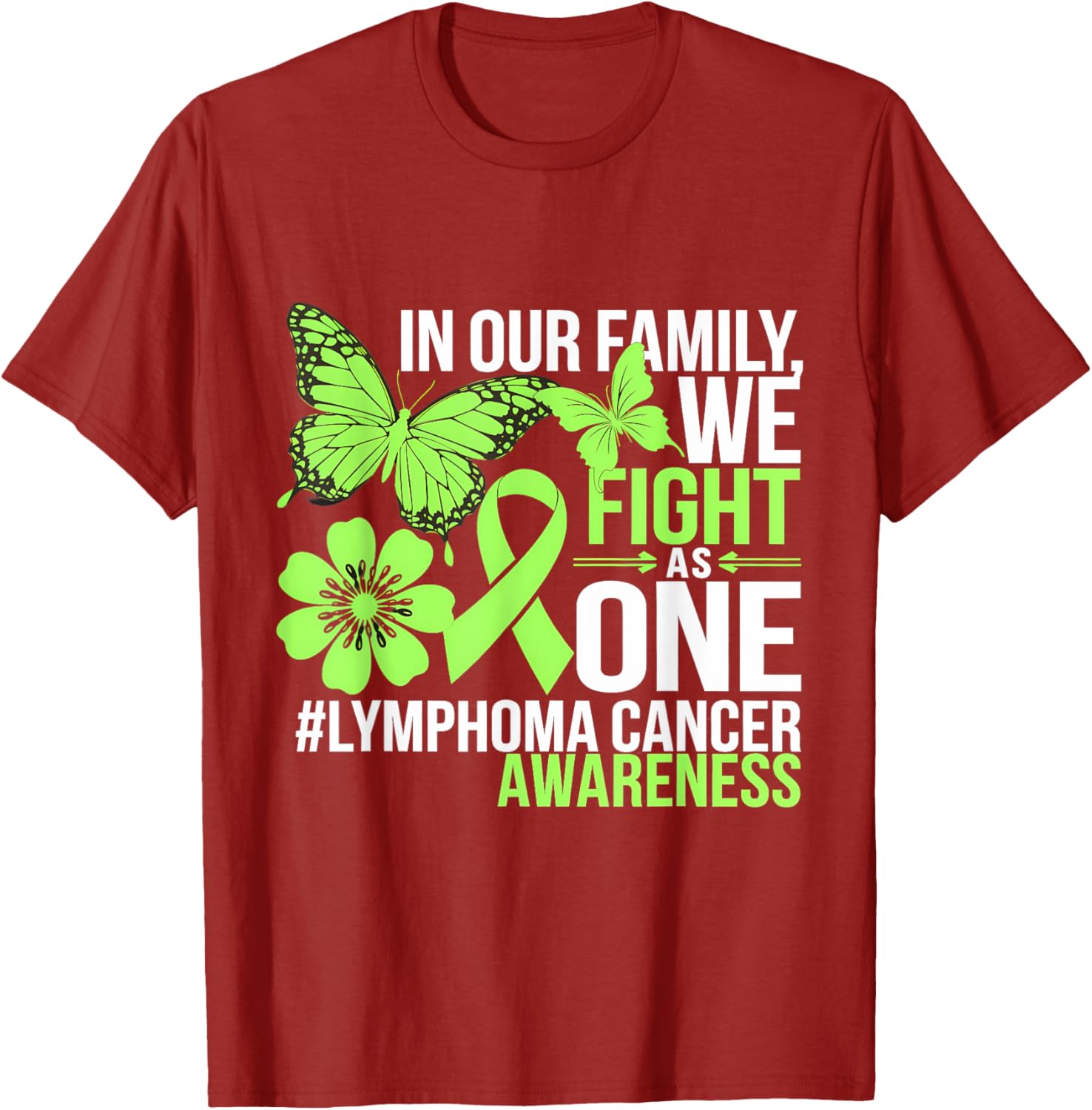 Green Ribbon Lymphoma Awareness We Fight As One T-Shirt for Supporters - 15