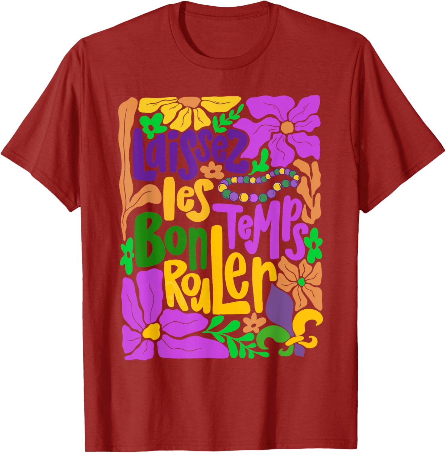 Laissez Les Bon Temps Rouler Mardi Gras Boho Floral T-Shirt for Fun Celebrations - 3