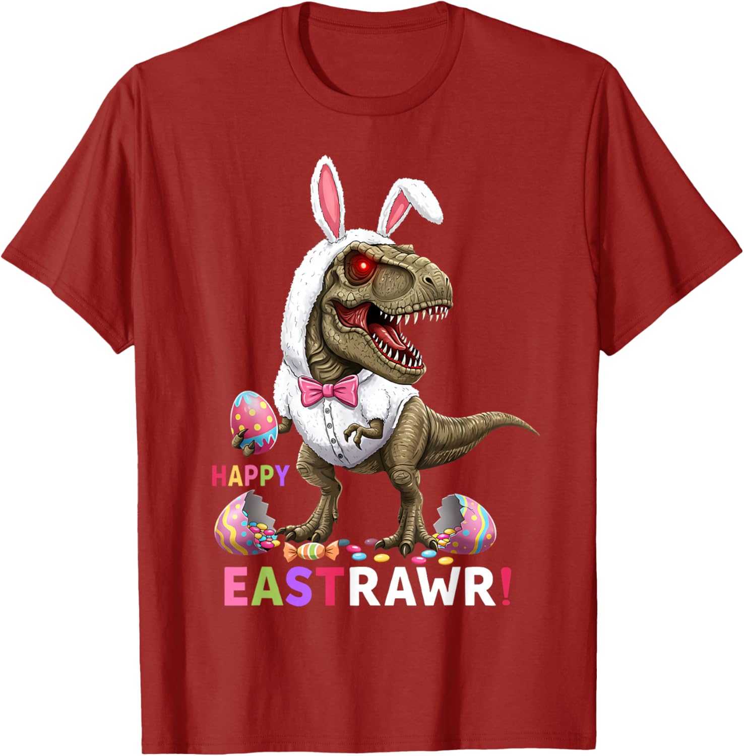 Happy Eastrawr T Rex Bunny Candy Egg Costume T-Shirt for Easter Fun - 11