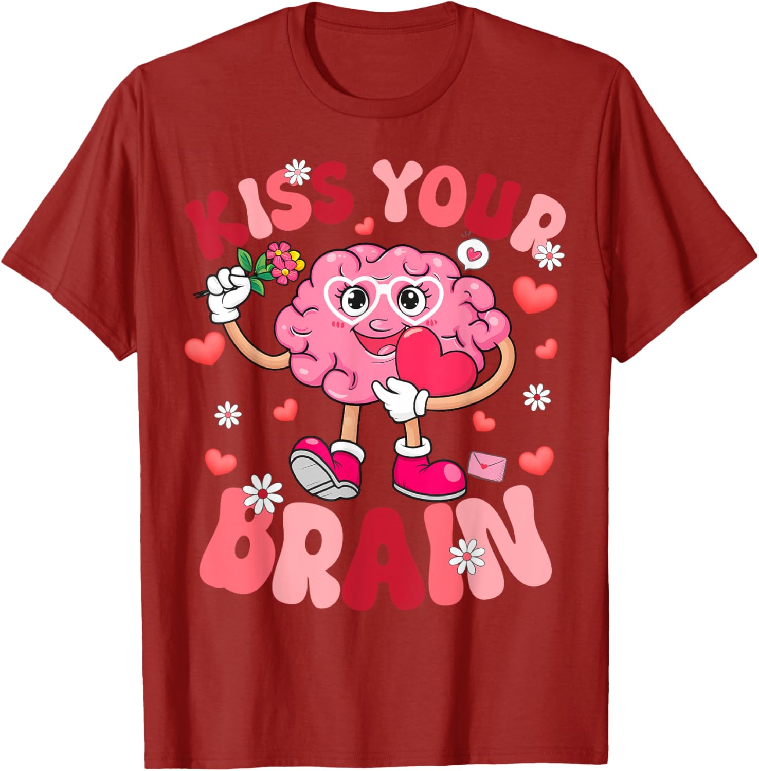 Kiss Your Brain Retro Valentines Day T-Shirt for Teacher Squad & Kids - 4