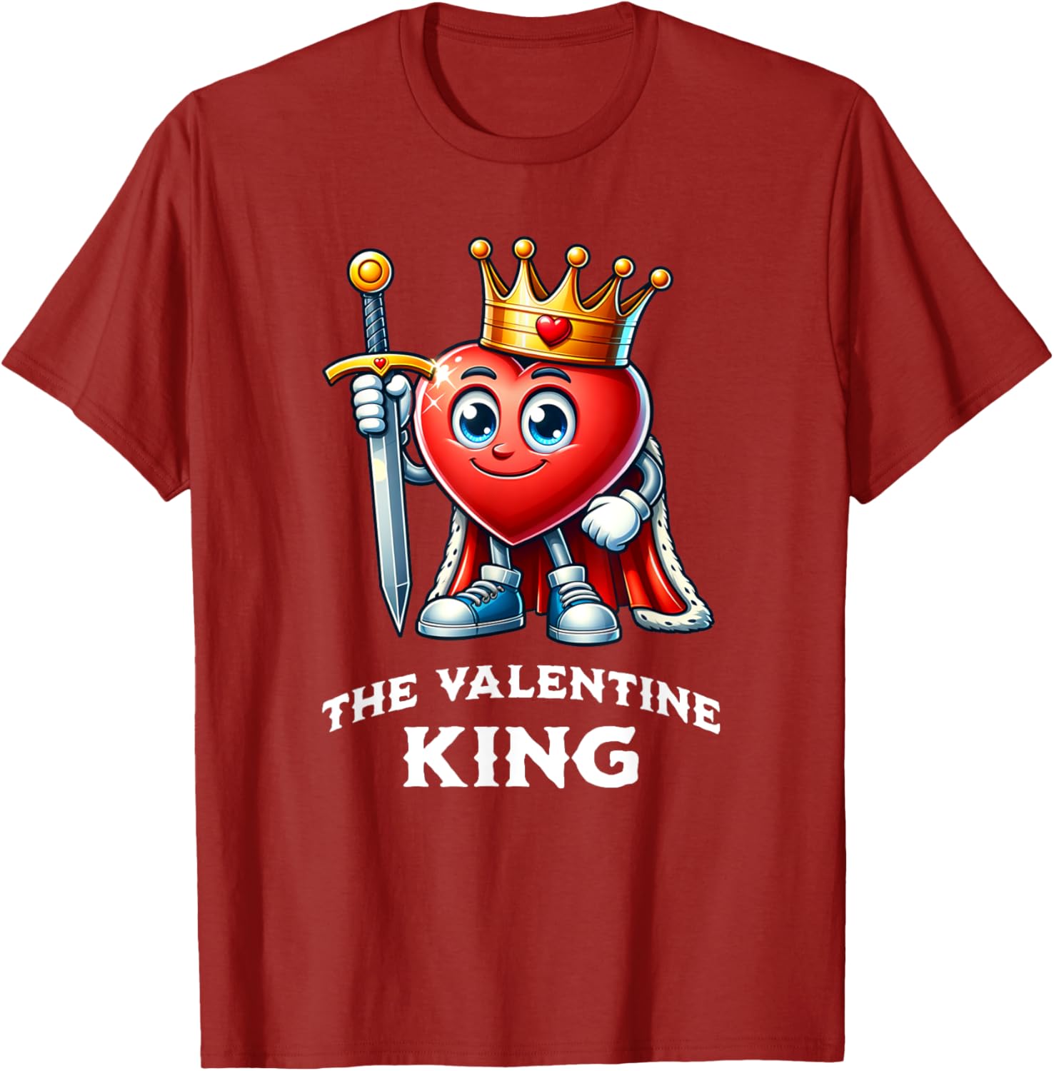 Funny Valentine's Day King Heart Graphic T-Shirt for Men and Boys - 4