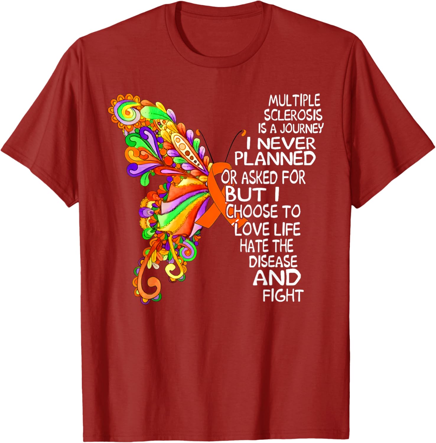Butterfly Ribbon MS Warrior T-Shirt for Multiple Sclerosis Awareness - 27
