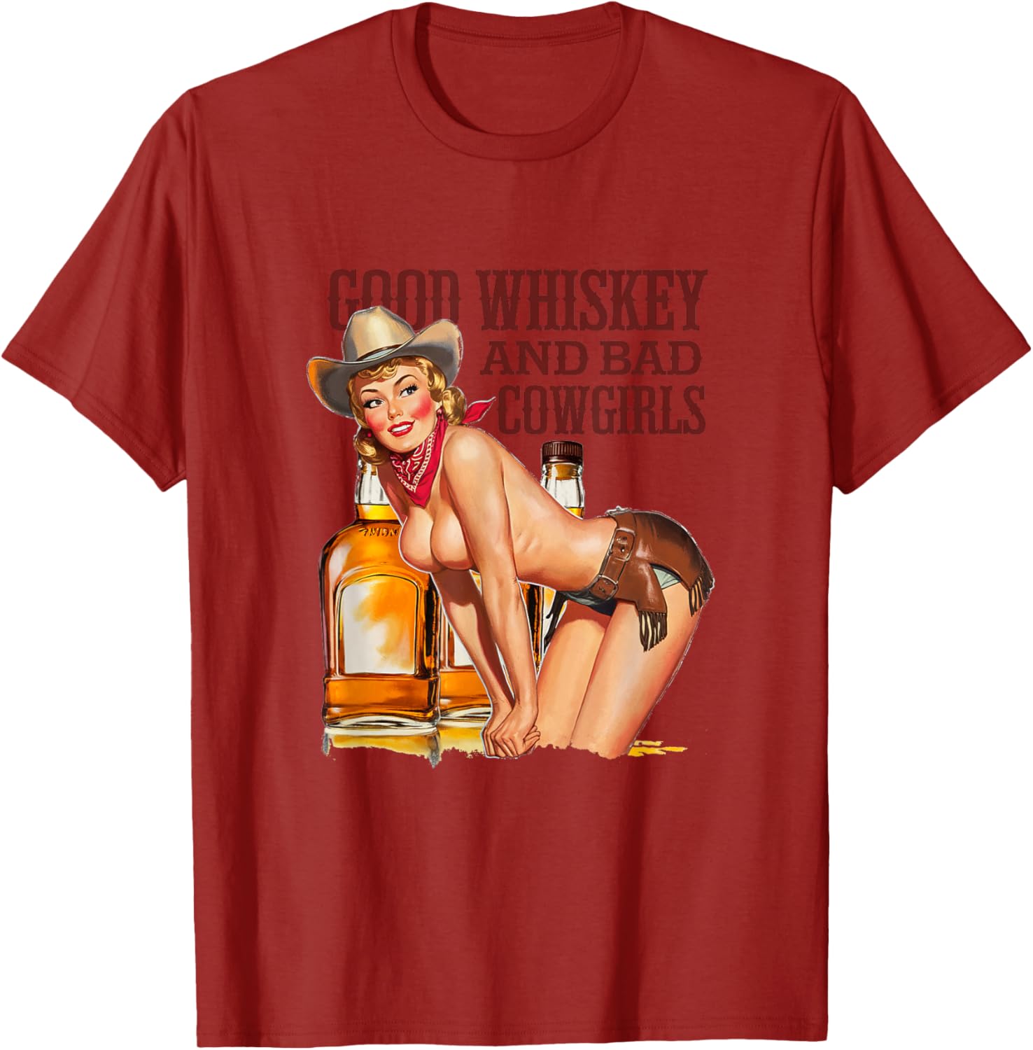 Funny Vintage Good Whiskey and Bad Cowgirls T-Shirt for Alcohol Lovers - 7