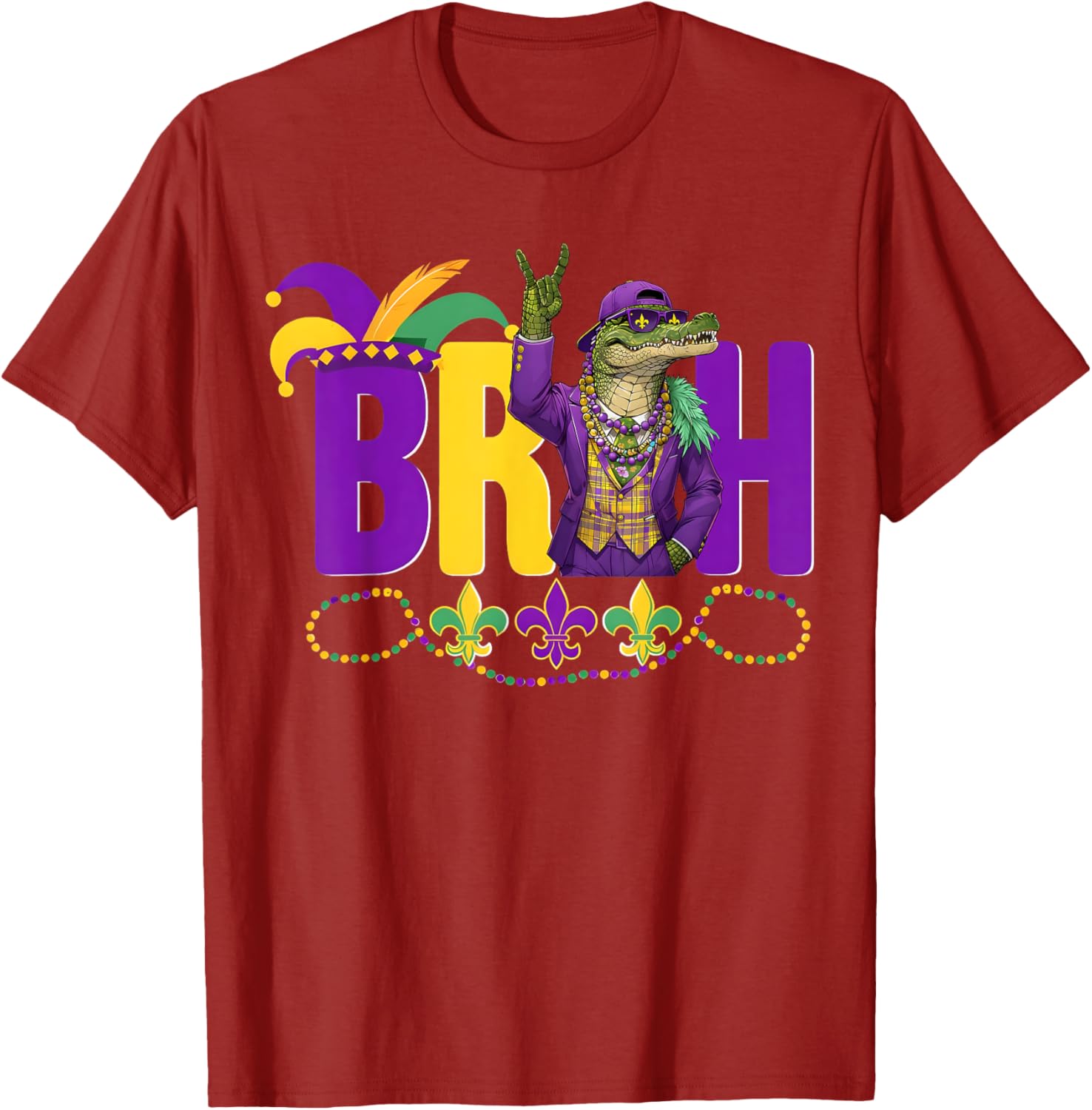 Bruh Mardi Gras Alligator Funny Meme T-Shirt for Boys and Teens - 8