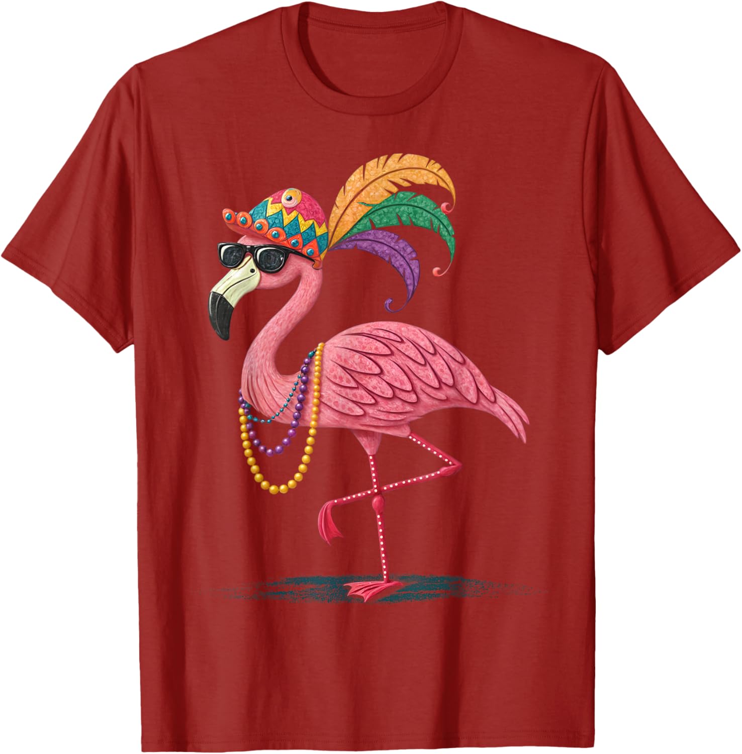 Funny Mardi Gras Flamingo Carnival Party T-Shirt for Fun Celebrations - 7