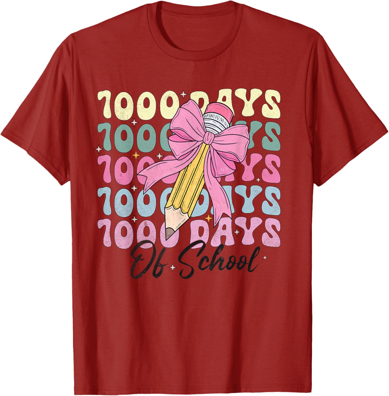 1000 Days of School Girls Coquette Bow T-Shirt for Celebration Fun - 10