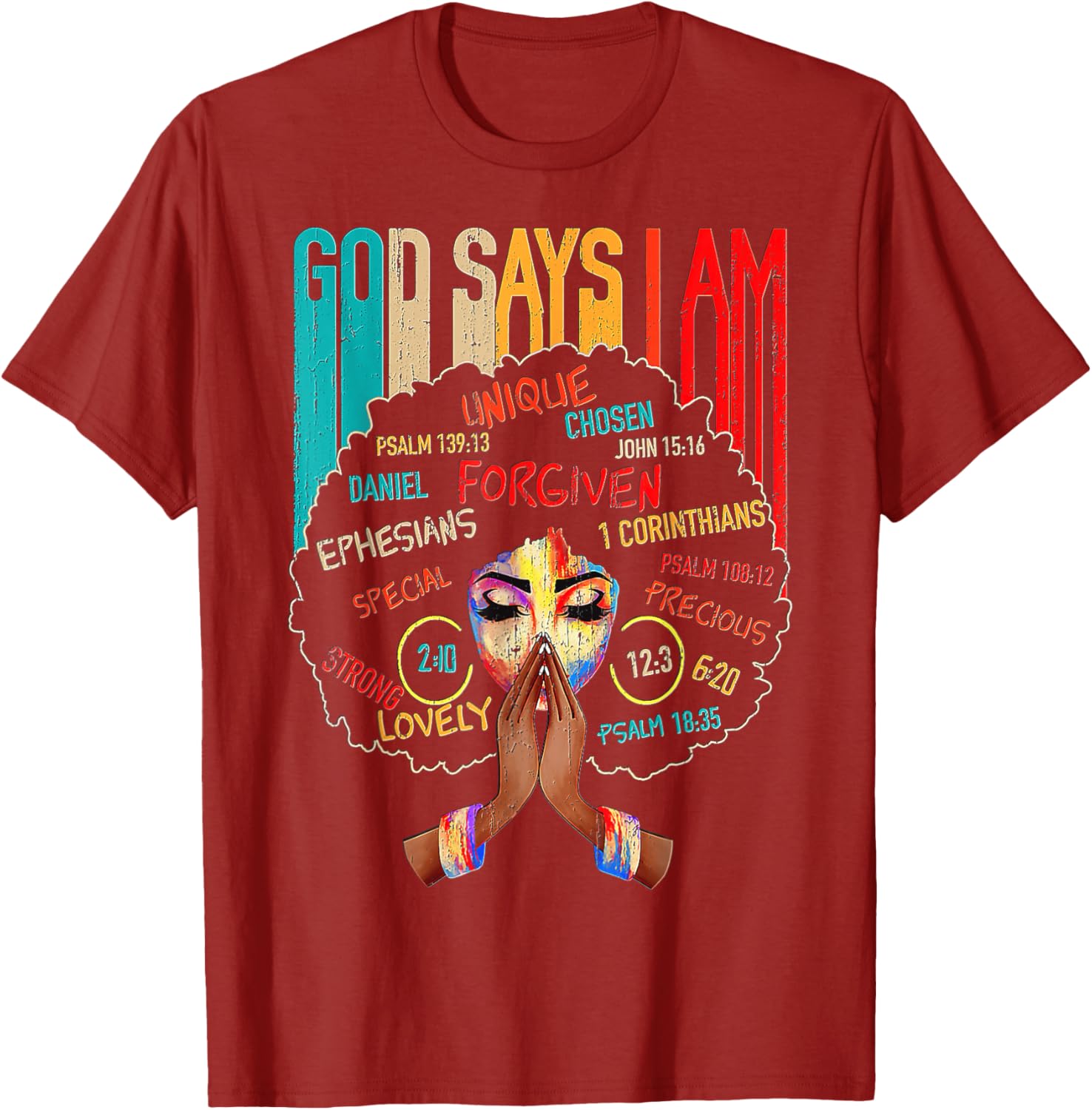 Empowerment T-Shirt for Black Girls - God Says I Am Statement Tee - 13