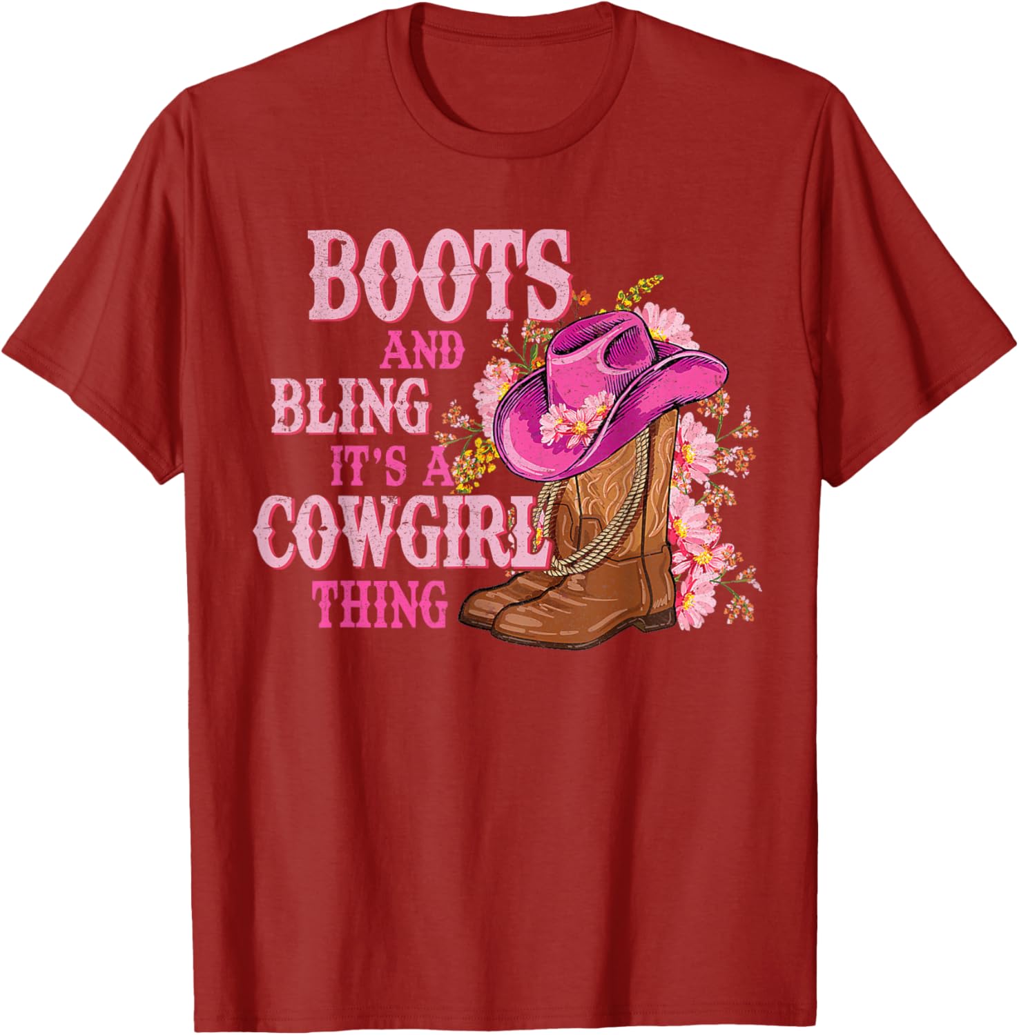 Cowgirl Style Boots and Bling Rodeo Love T-Shirt for Country Girls - 16