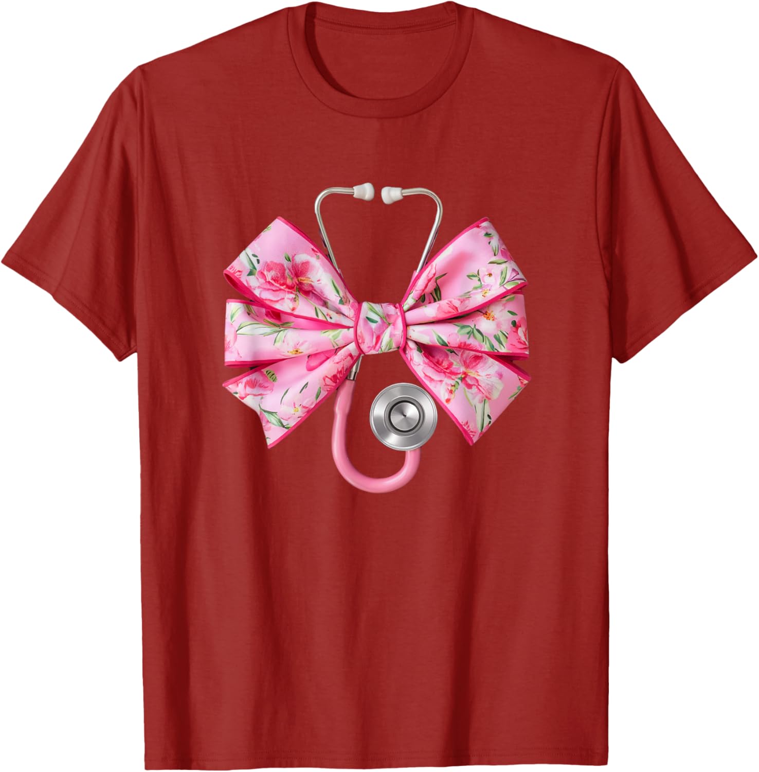 Pink Coquette Nurse Stethoscope Bow T-Shirt for Nurse Appreciation Gift - 11