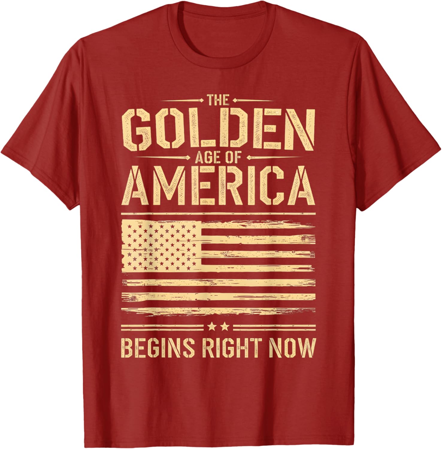 Golden Age of America Distressed T-Shirt with USA Flag Design - 17