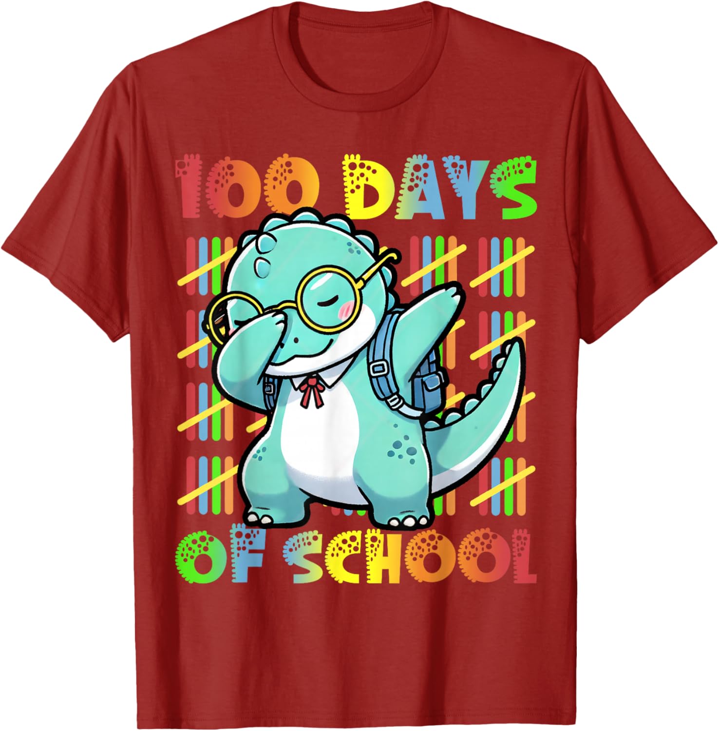 Dabbing Dinosaur 100 Days of School Kids T-Shirt for Fun Celebrations - 1
