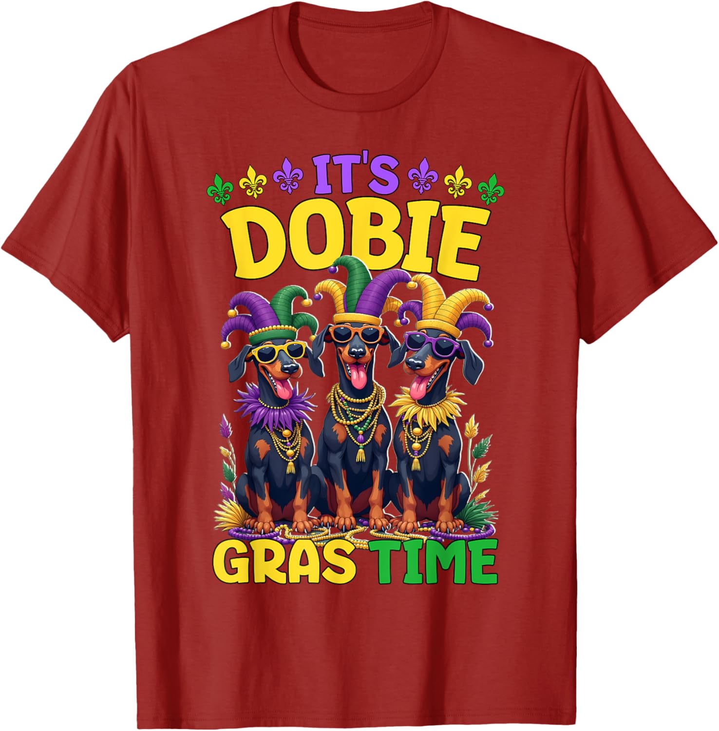 Mardi Gras Doberman T-Shirt Celebrating Carnival Festivities - 15