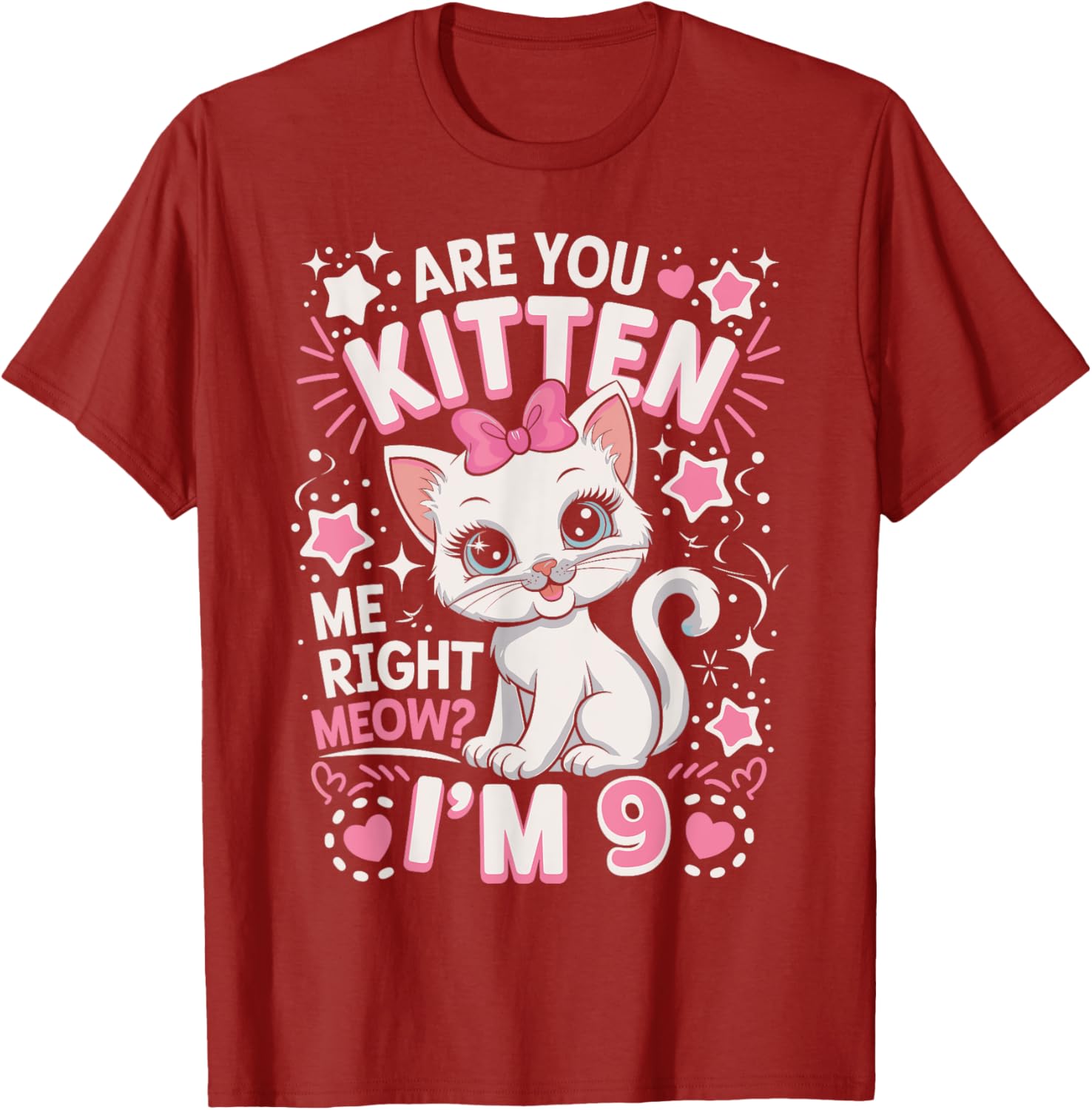 Cute 9th Birthday Cat Girls T-Shirt Are You Kitten Me Right Meow? - 6