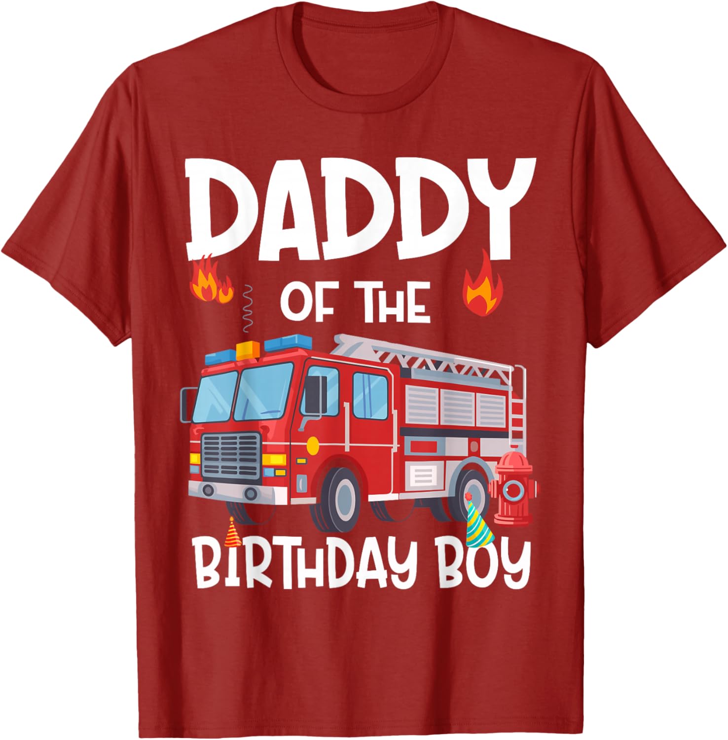 Daddy of the Birthday Boy Fire Truck T-Shirt for Proud Firefighter Dads - 10