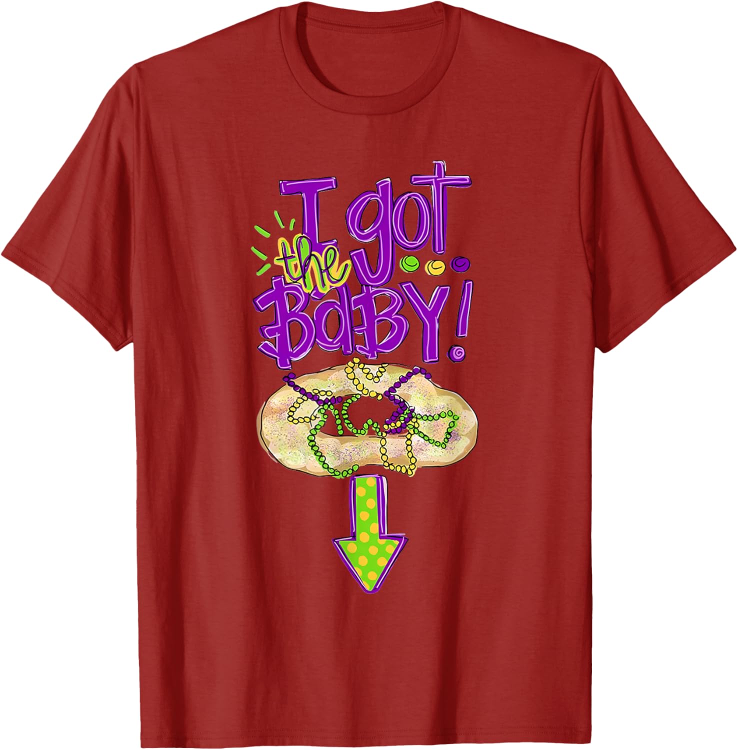 Baby Mardi Gras King Cake Reveal T-Shirt for New Orleans Celebrations - 21
