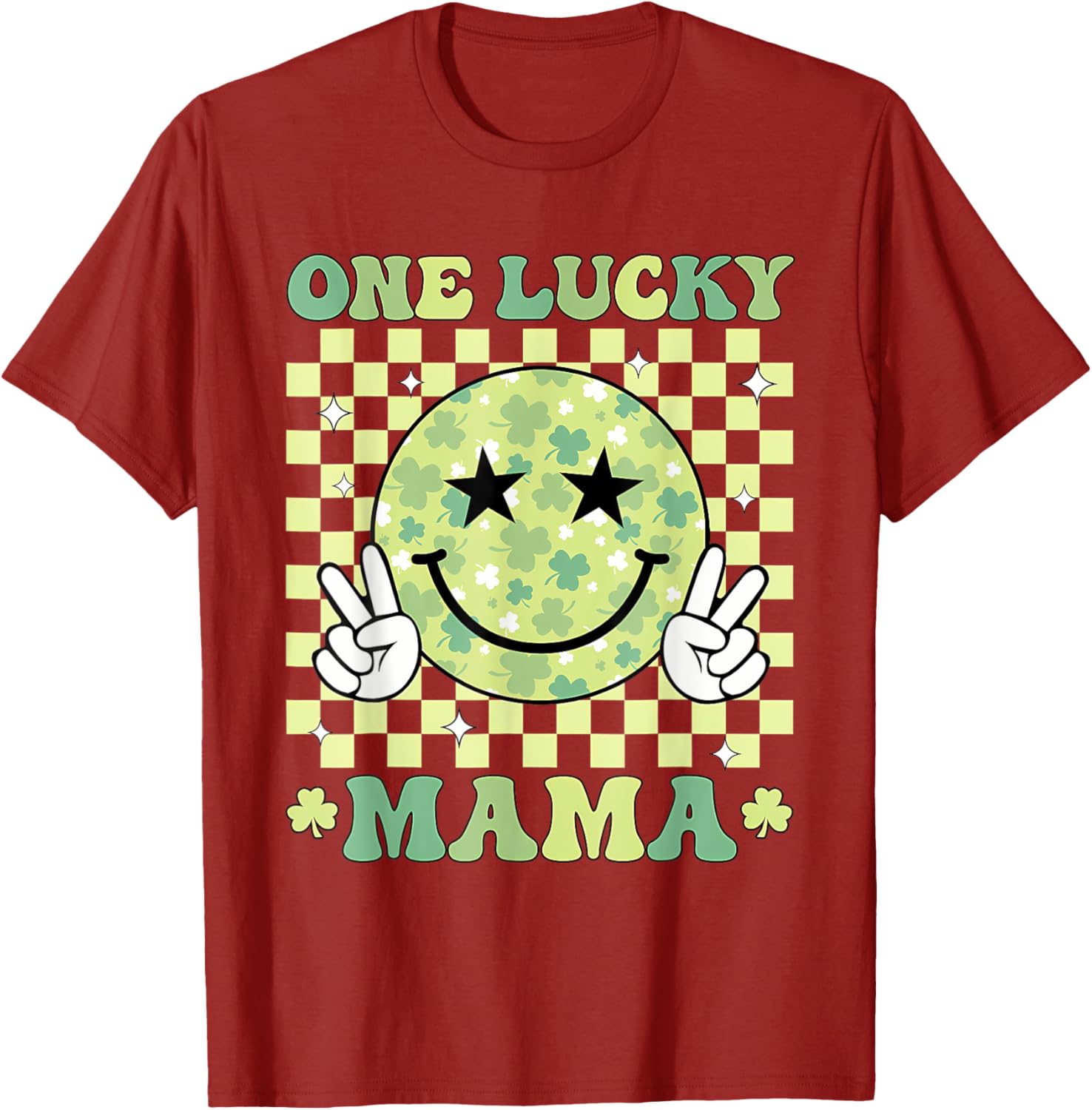 One Lucky Mama St Patricks Day 2025 Retro T-Shirt for Moms - 20