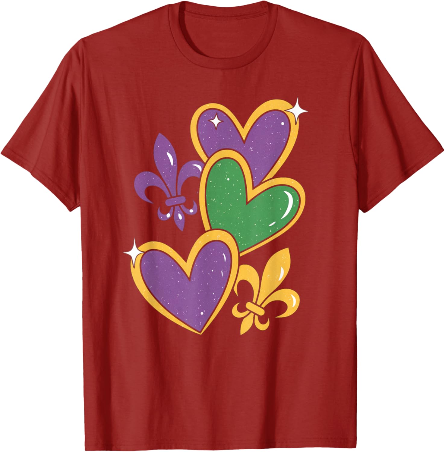 Mardi Gras Hearts T-Shirt for Women Girls Kids and Toddlers - 2