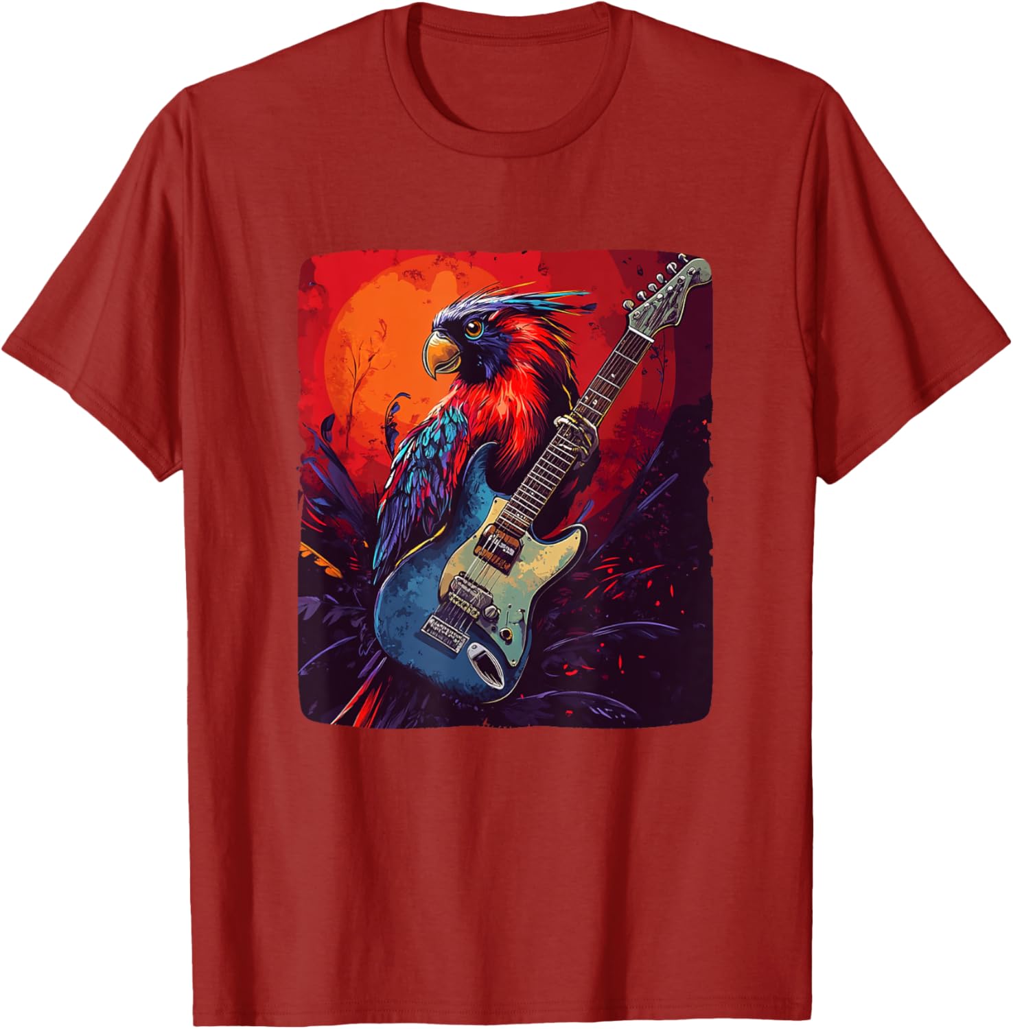 Trendy Rock Vibes Electric Guitar Bird T-Shirt for Music Lovers - 19