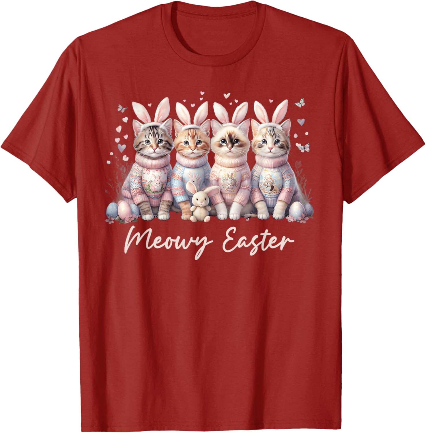 Happy Easter Bunny Cats T-Shirt for Women and Kids – Cute Spring Apparel - 15