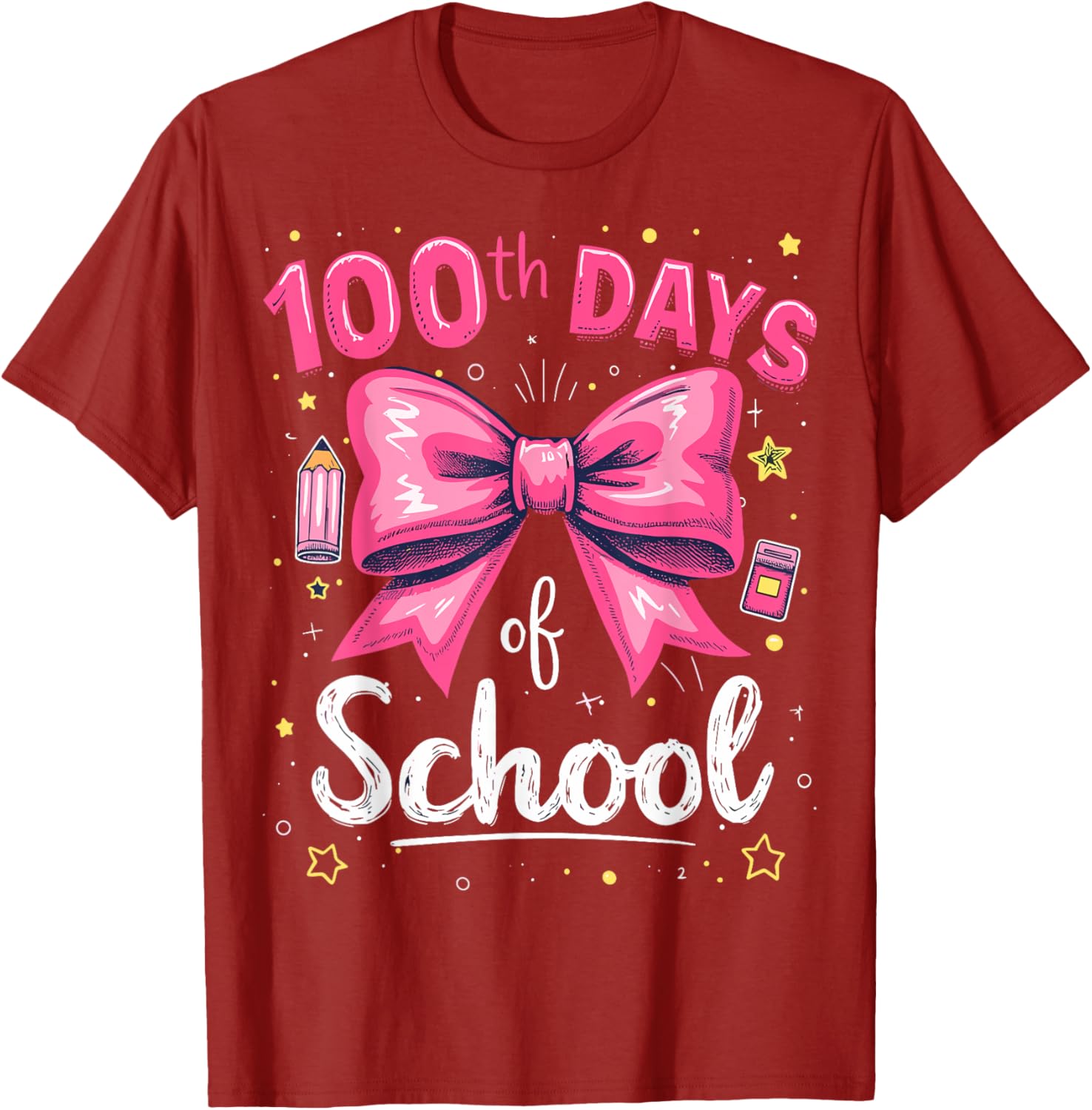100 Days of School Teacher Coquette Bow T-Shirt for 100th Day Celebration - 2