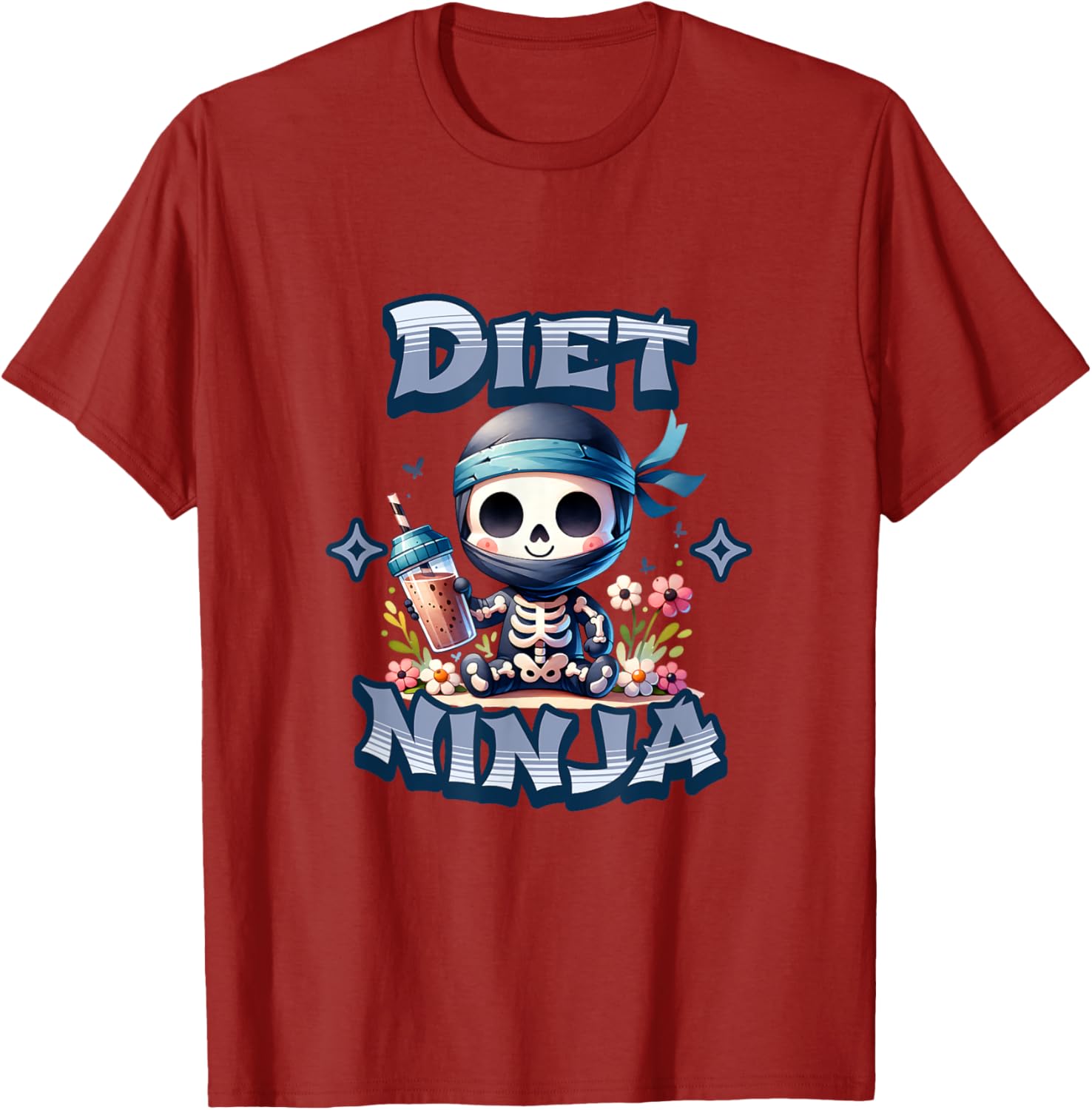 Cute Diet Ninja Protein Shake Skeleton Ninja T-Shirt for Fun Fitness Style - 9