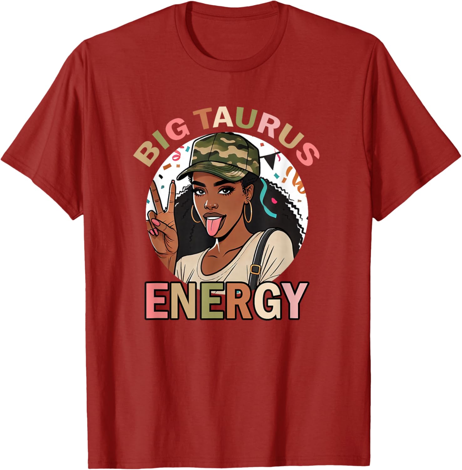 Big Taurus Energy Camo T-Shirt for Black Women - Retro Birthday Gift - 15