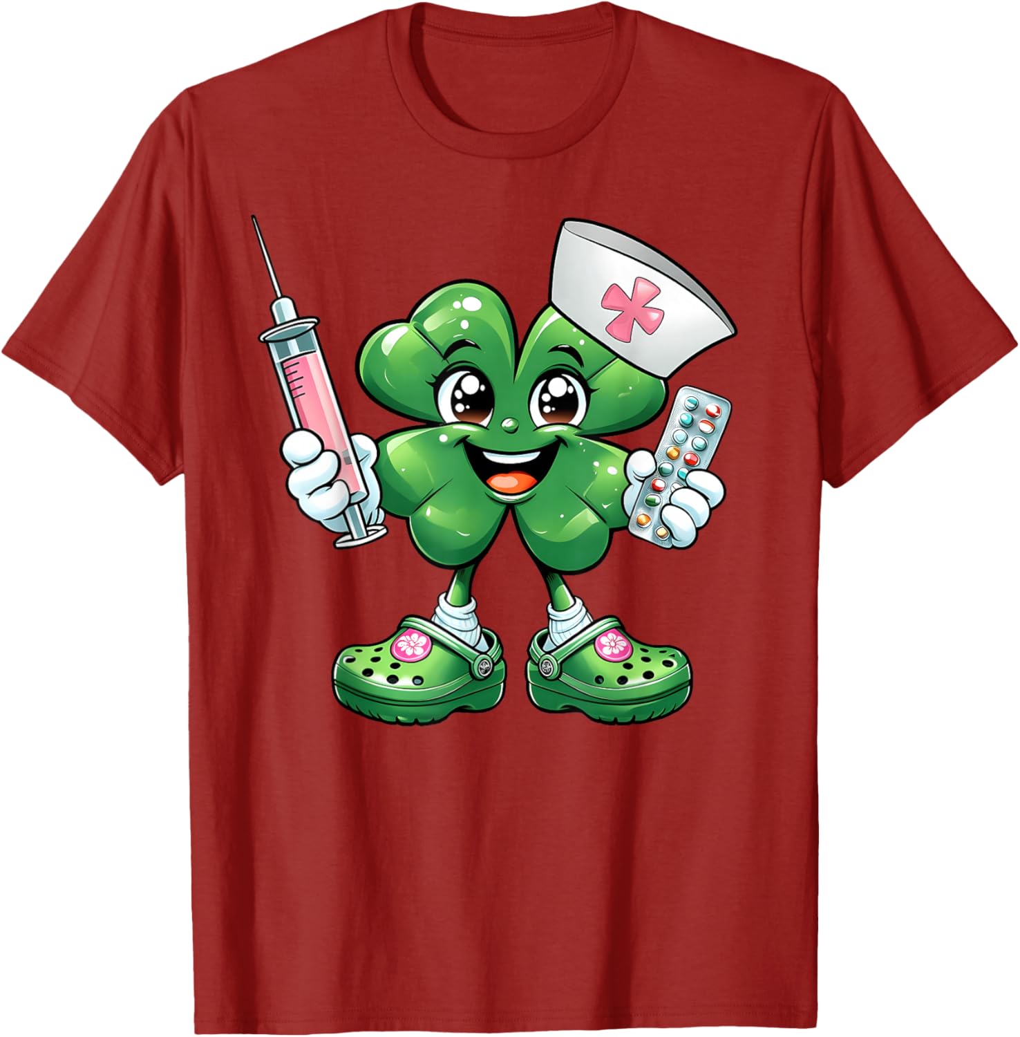 Saint Pattys Scrub T-Shirt for Nurses with Shamrock Design - Women's Apparel - 12