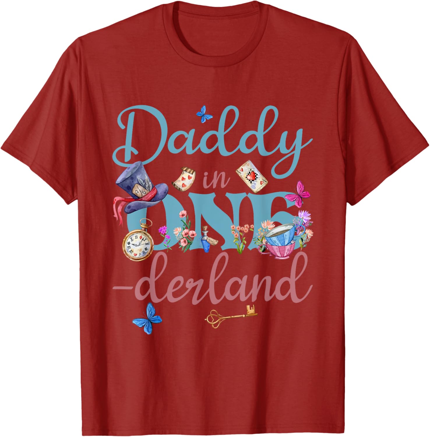Alice in ONEderland Daddy of Birthday Girl T-Shirt for Celebrations - 25