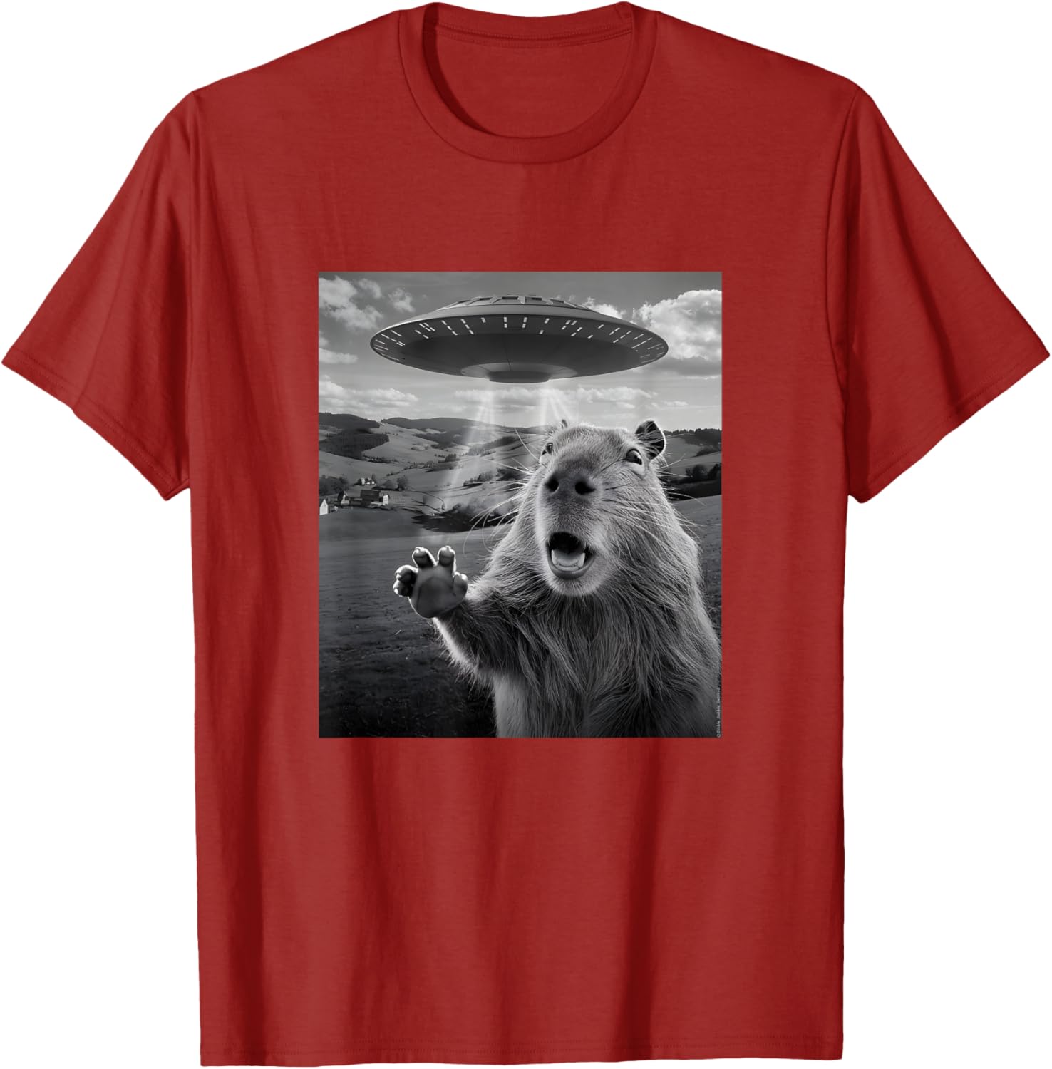Funny UFO T-Shirt with Scared Capybara Design for Unique Style - 12