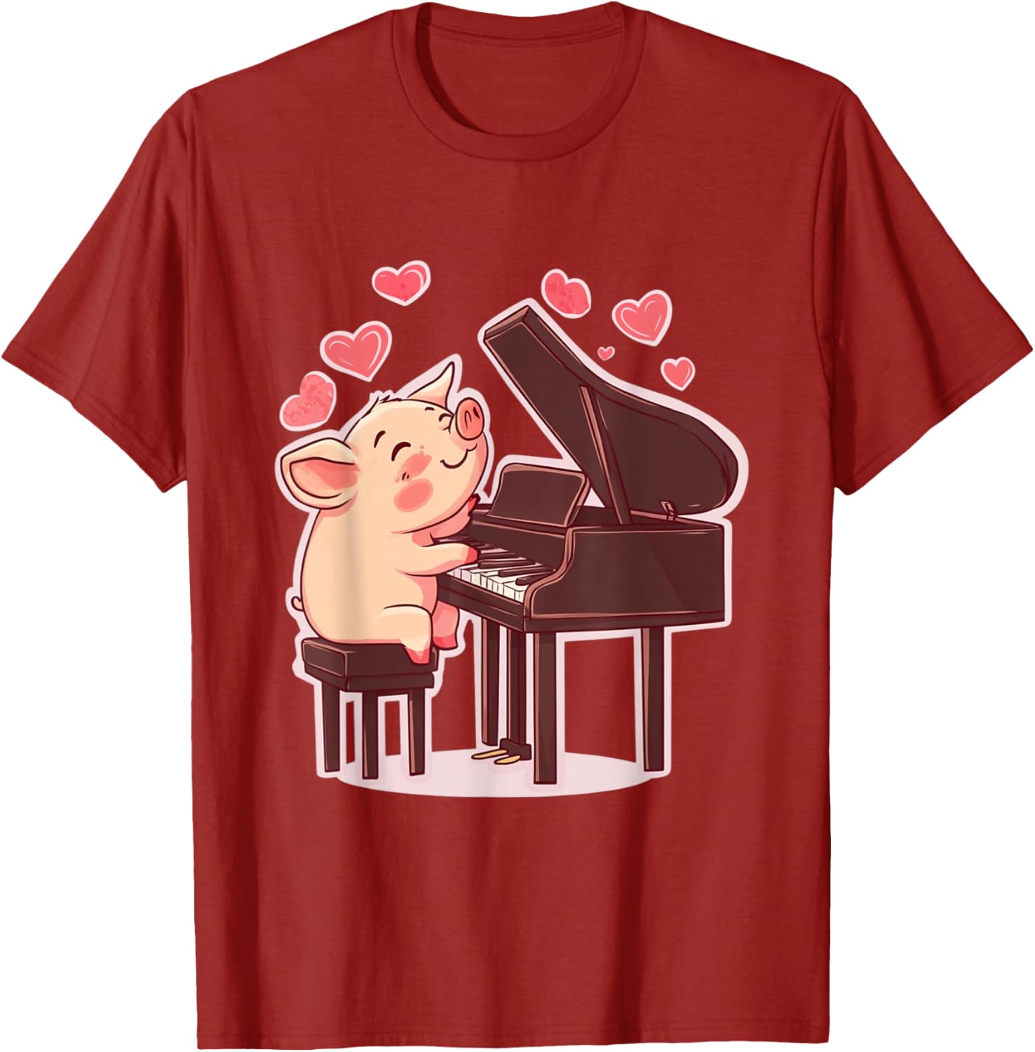 Funny Pig Playing Piano Valentine's Day T-Shirt for Animal Lovers - 2