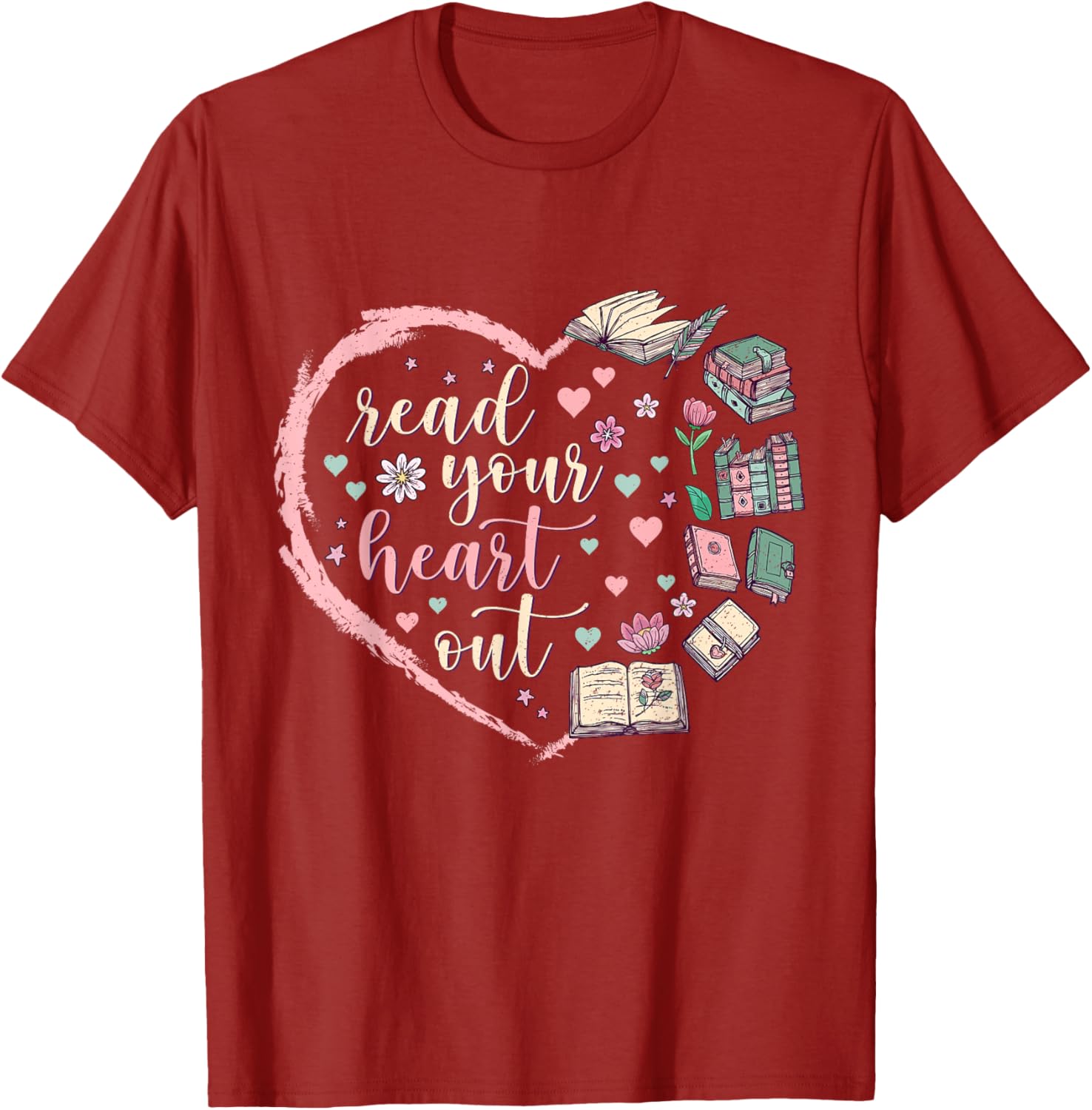 Valentine's Teacher T-Shirt for Book Lovers - Read Your Heart Out Design - 13