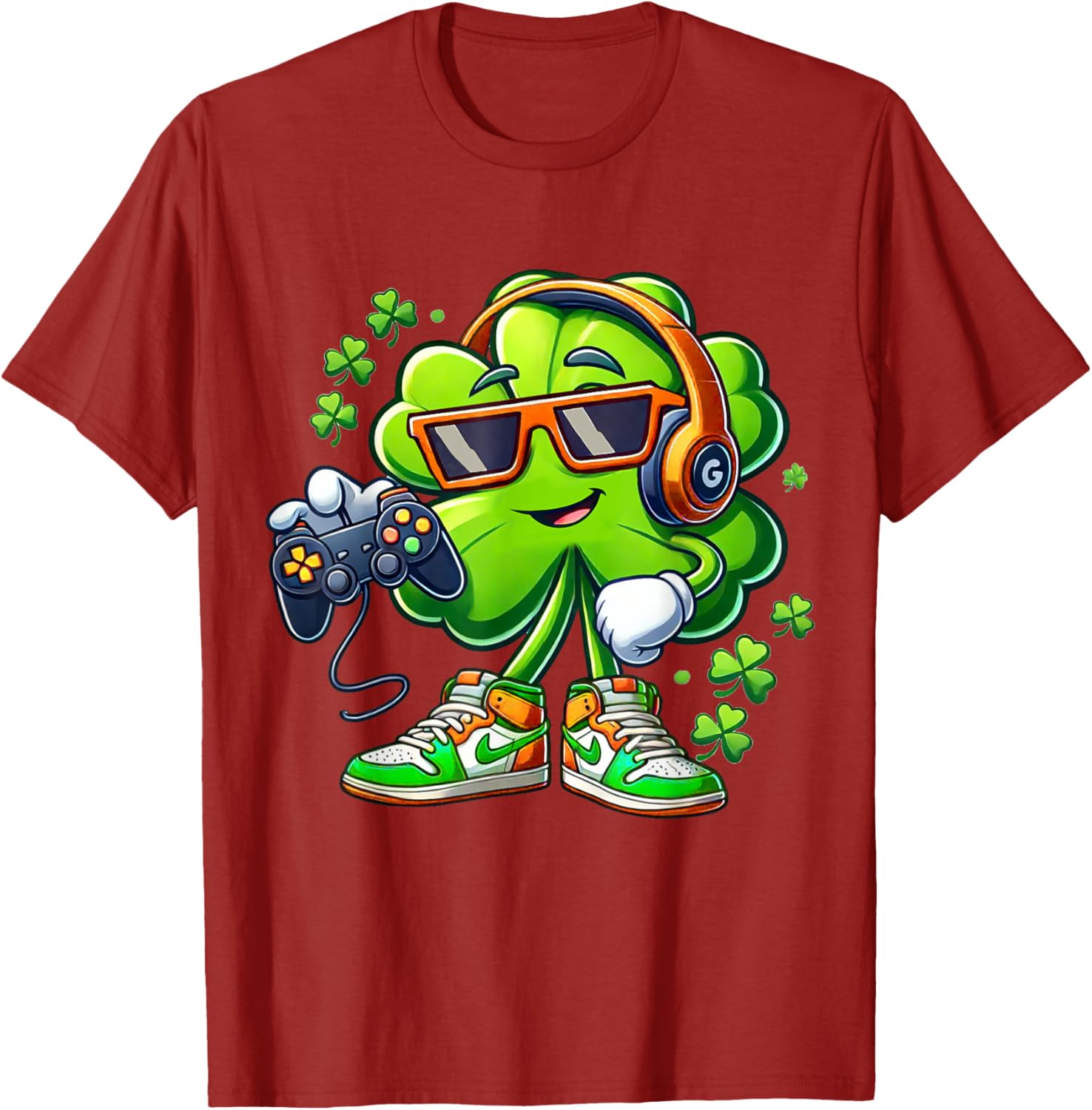 Funny St Patricks Day Gamer T-Shirt for Boys with Shamrock Design - 23