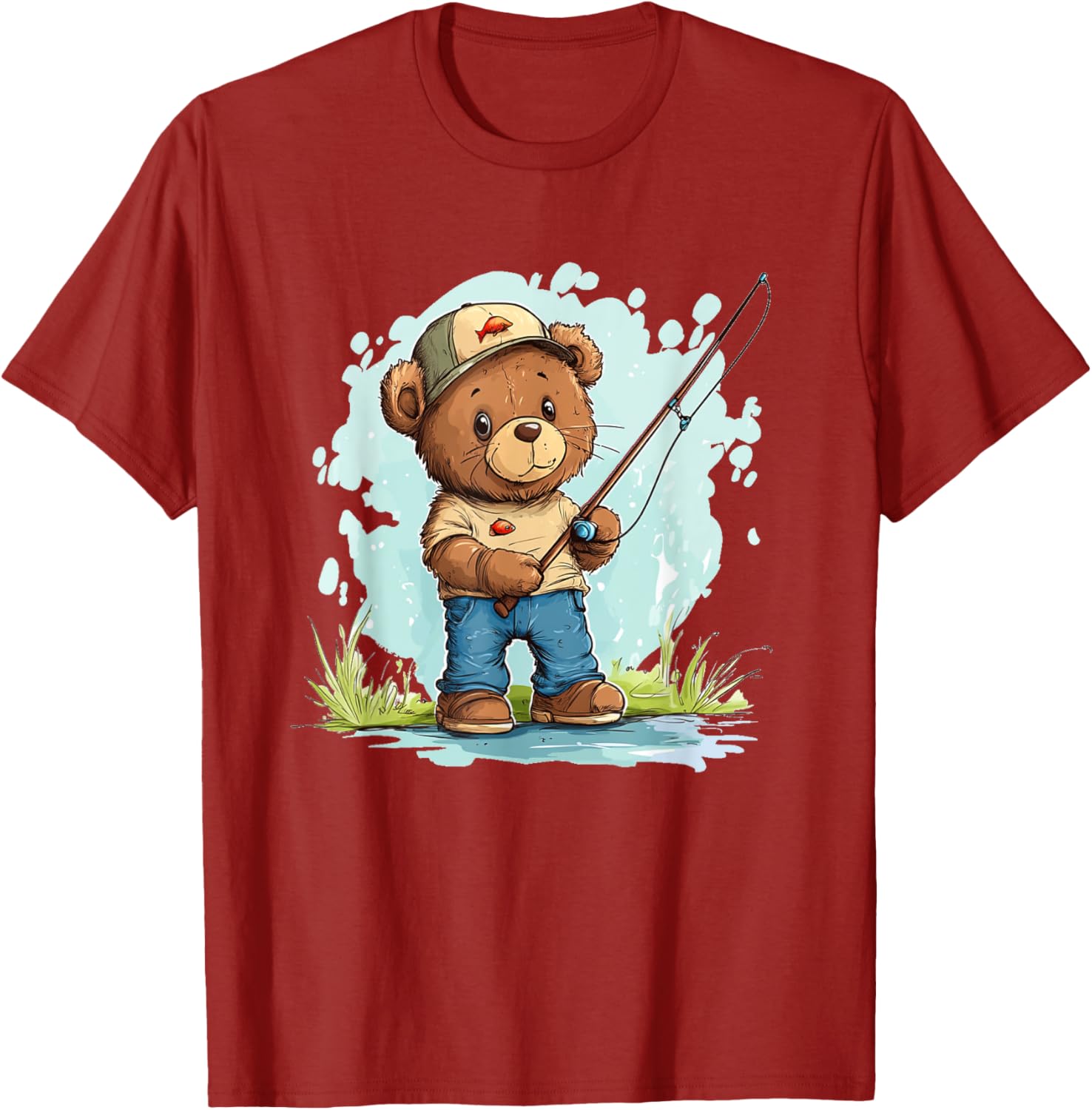 Fishing with Teddy Bear Graphic T-Shirt for Fun Seekers and Adventurers - 1