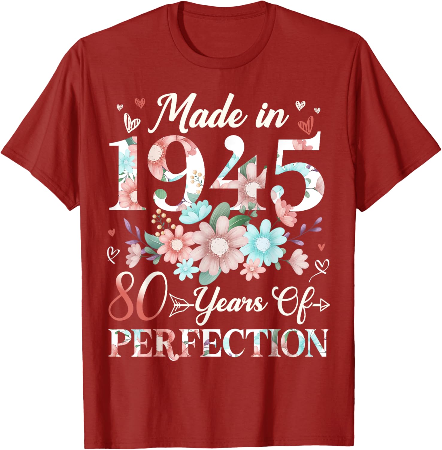 Floral 80th Birthday T-Shirt for Women - Celebrating 80 Years of Joy - 18