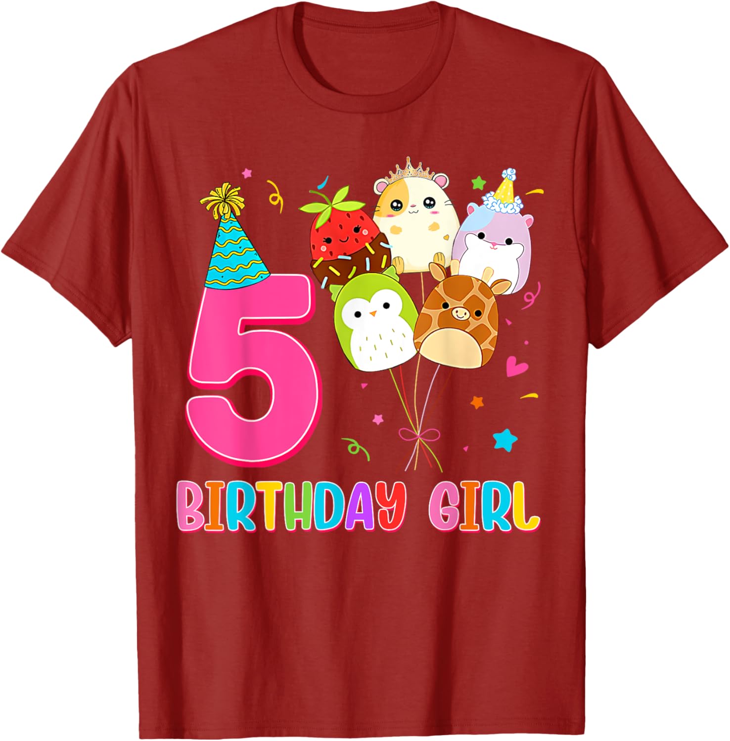 Cute Birthday Girl Squish Squad T-Shirt for 5 Year Old Girls - 2