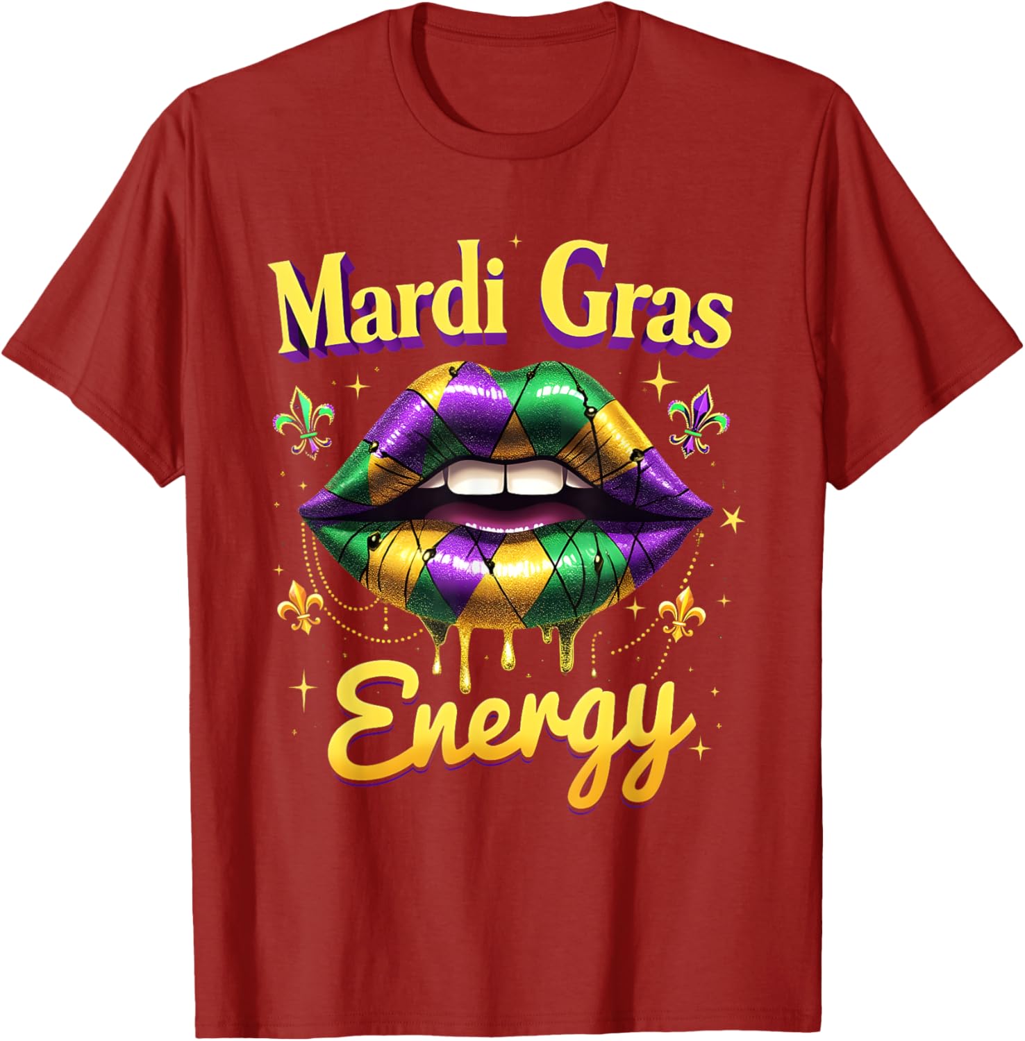 Mardi Gras Energy Carnival Lips T-Shirt New Orleans 2025 Costume Wear - 24