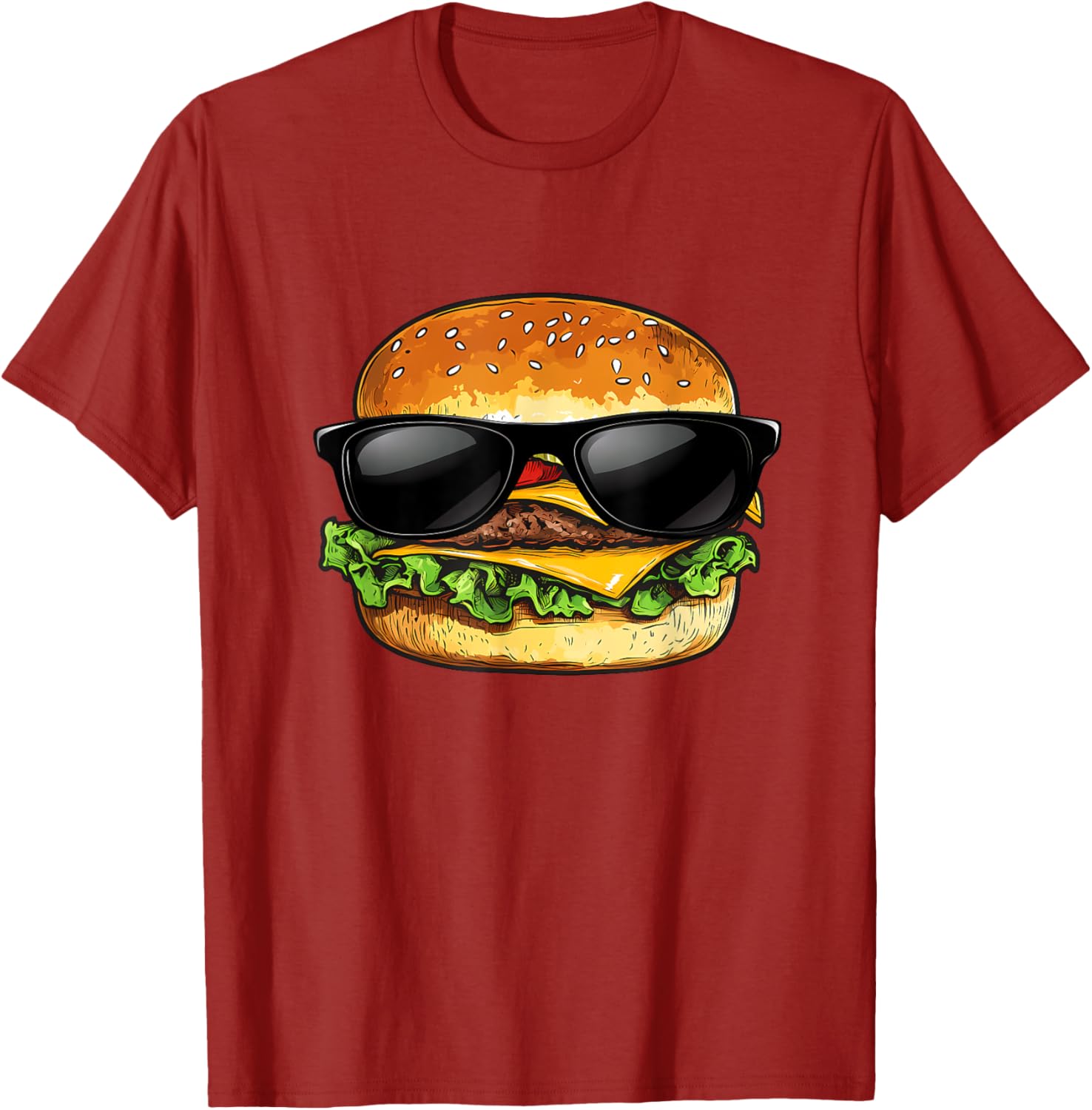 Funny Hamburger Sunglasses Cheese BBQ T-Shirt for Food Lovers - 3