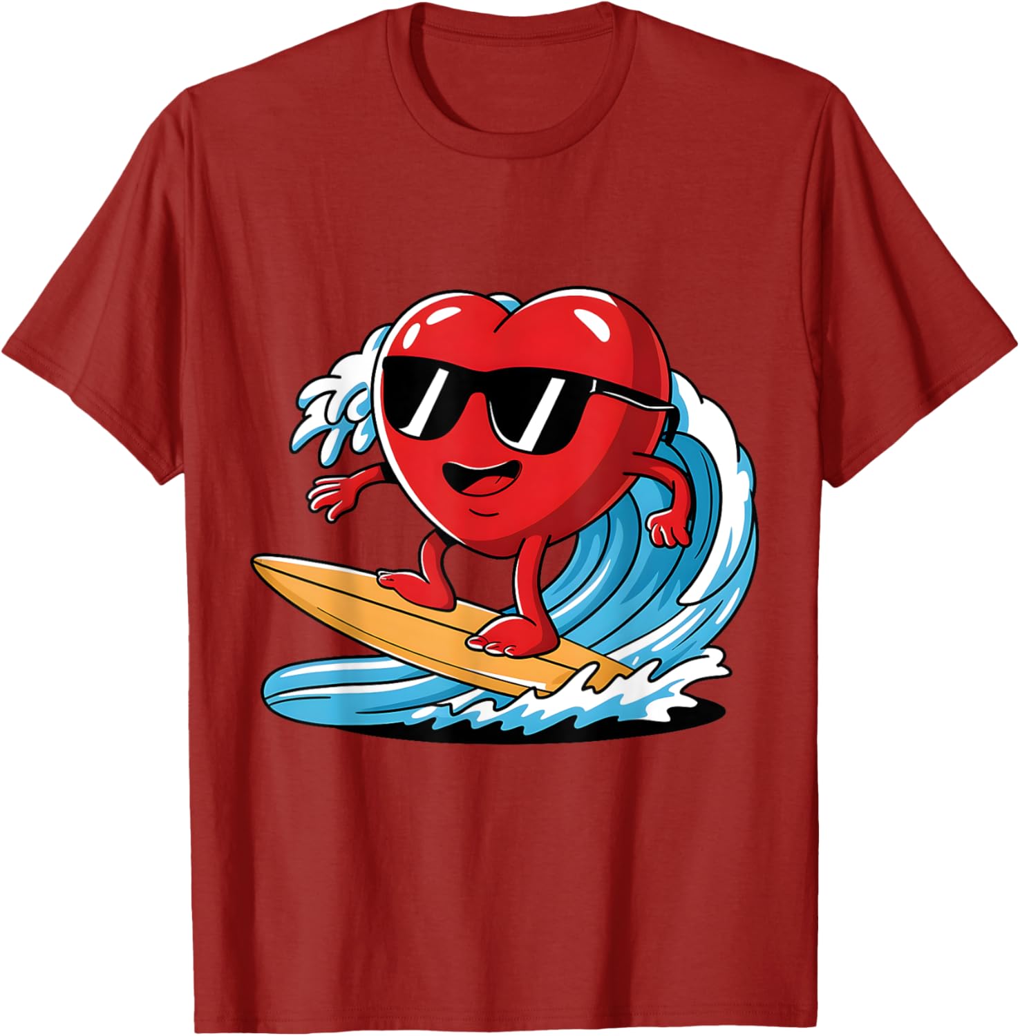 Surfing Heart Funny T-Shirt for Boys and Men - Perfect Valentine's Gift - 19