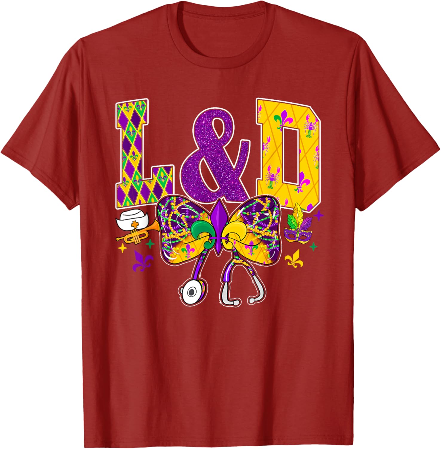 Funny Mardi Gras Coquette Bow T-Shirt for Men and Women Carnival Fun - 14