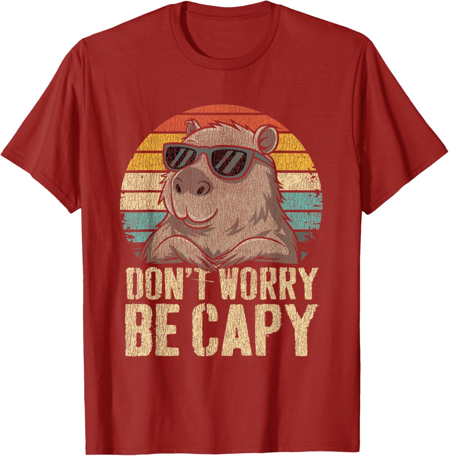 Dont Worry Be Capy Capybara Funny Retro T-Shirt for All Ages - 9