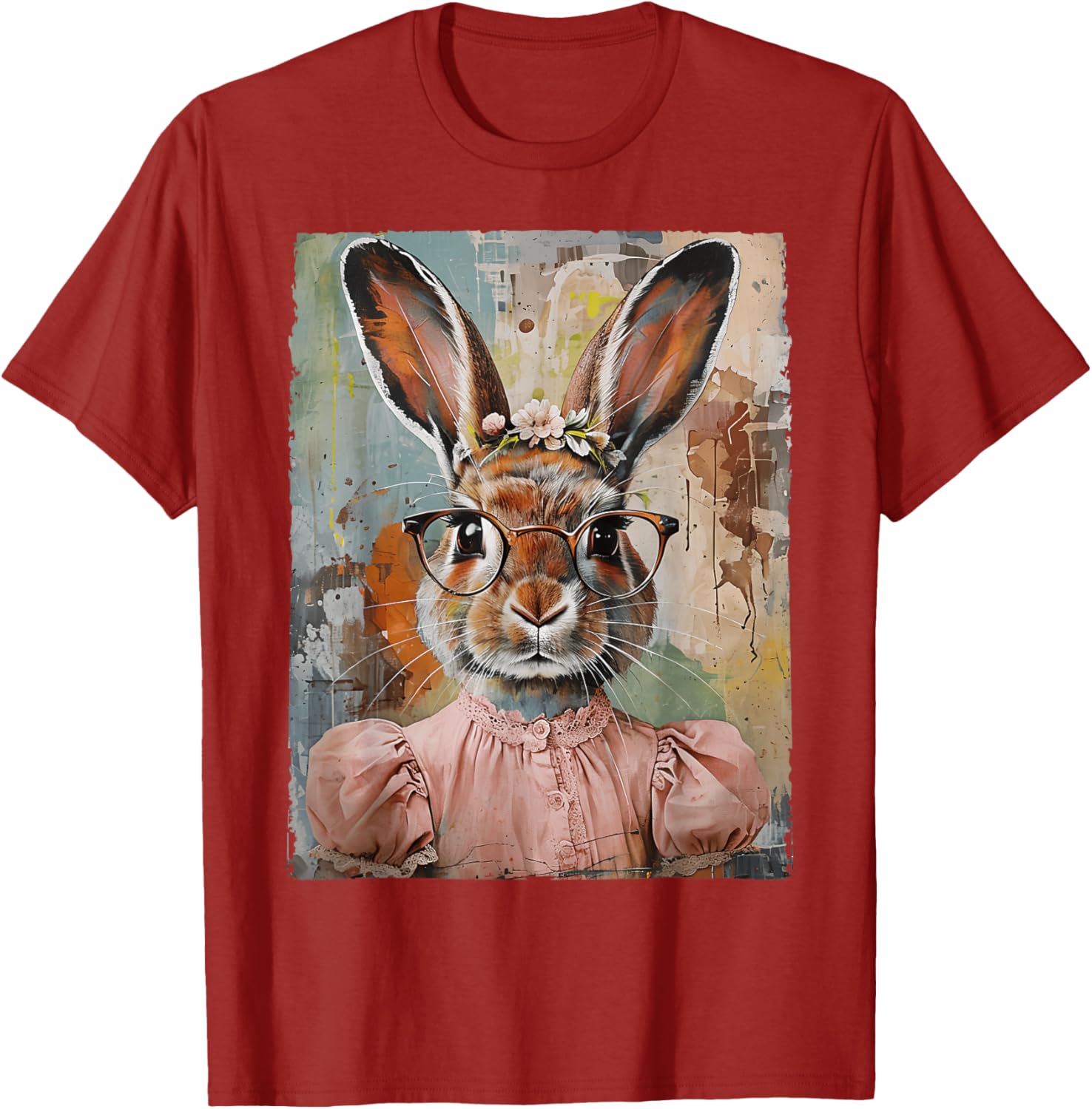 Happy Easter Bunny Rabbit Flower Graphic T-Shirt for Women and Girls - 10