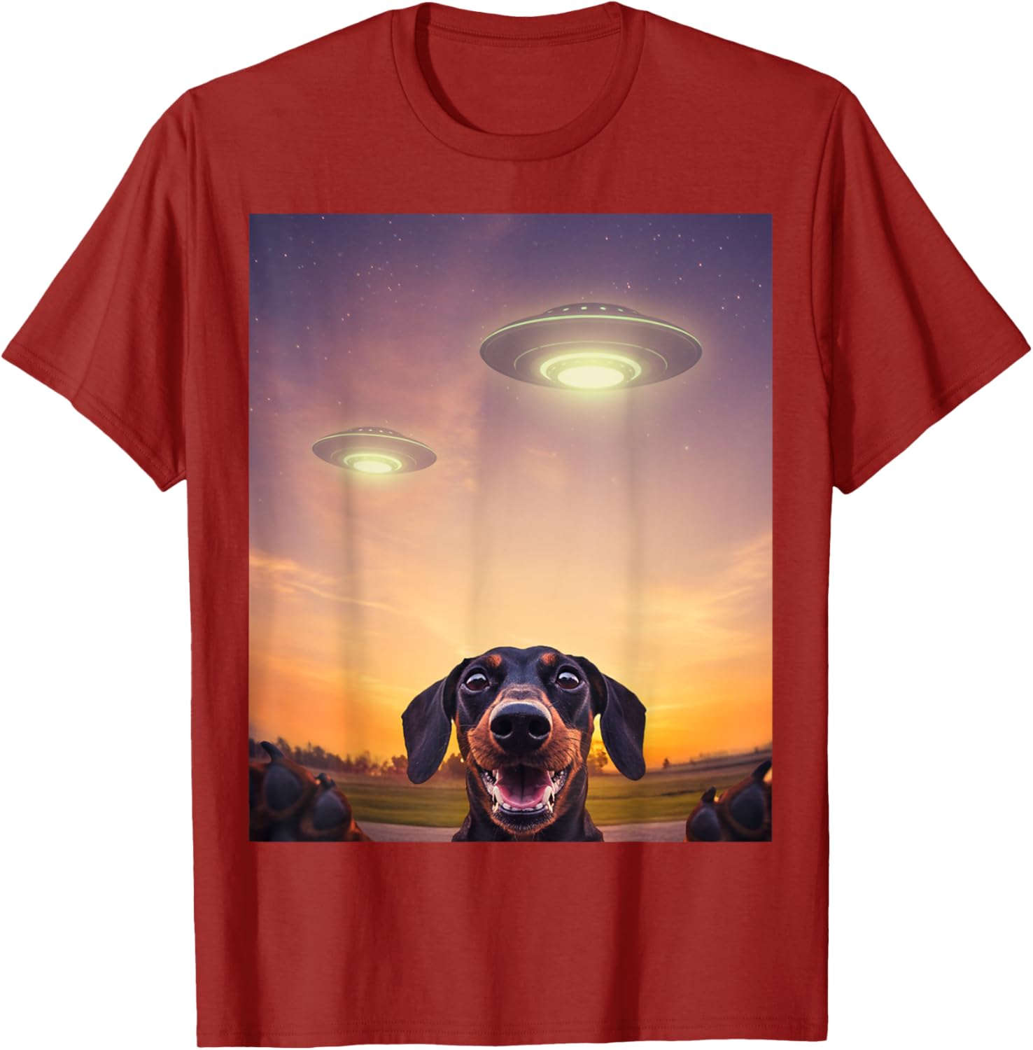 Funny Dachshund UFO Sighting Selfie T-Shirt for Dog Lovers - 29