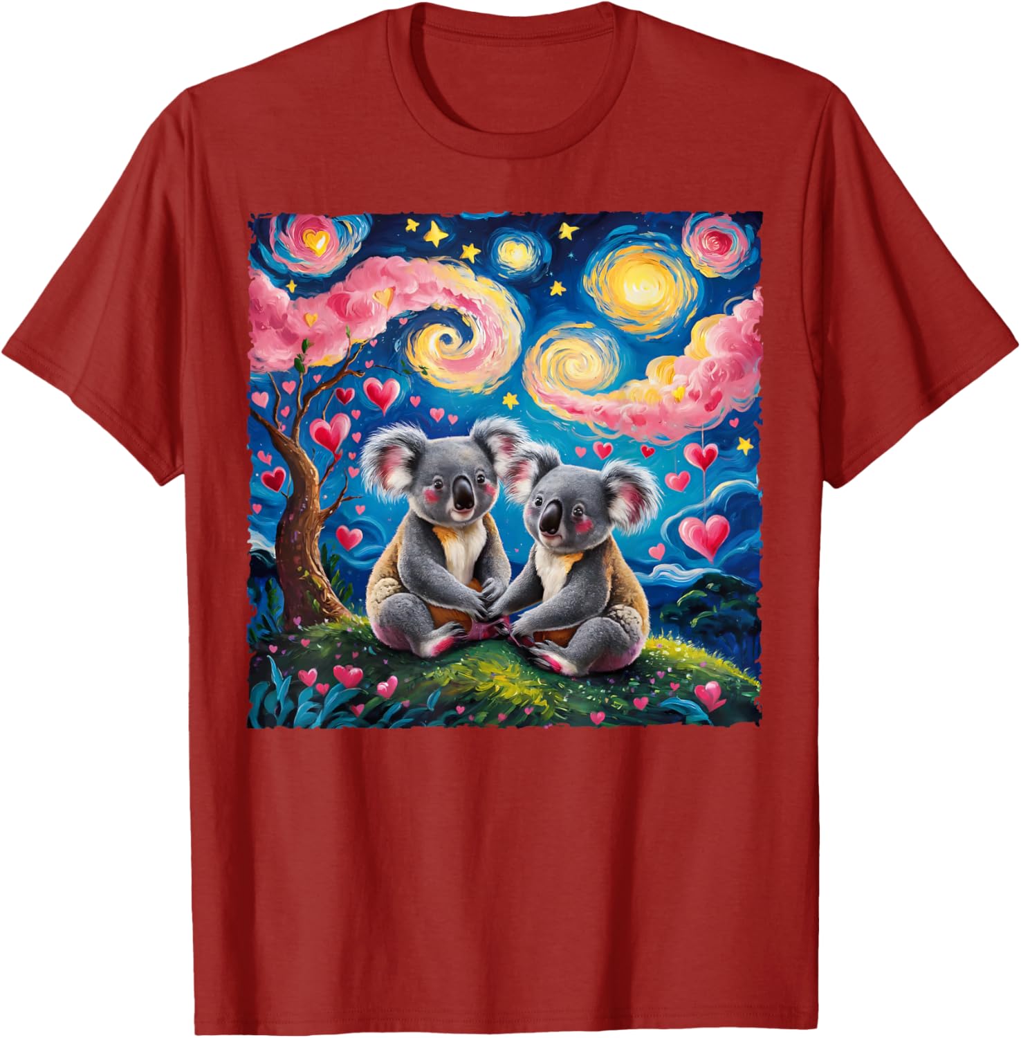 Koala Bear Van Gogh Starry Night T-Shirt for Romantic Couples - 6
